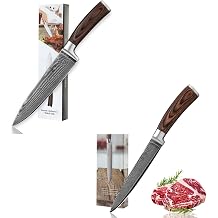 Wakoli Carving Knife 7-inch & Chef Knife 8-inch Blade Damascus Knive made from 67 Layers Damascus Steel with VG10 Core, Sharp Filleting Knofe with Pakkawood Handle, Kitchen Knife in Gift Box