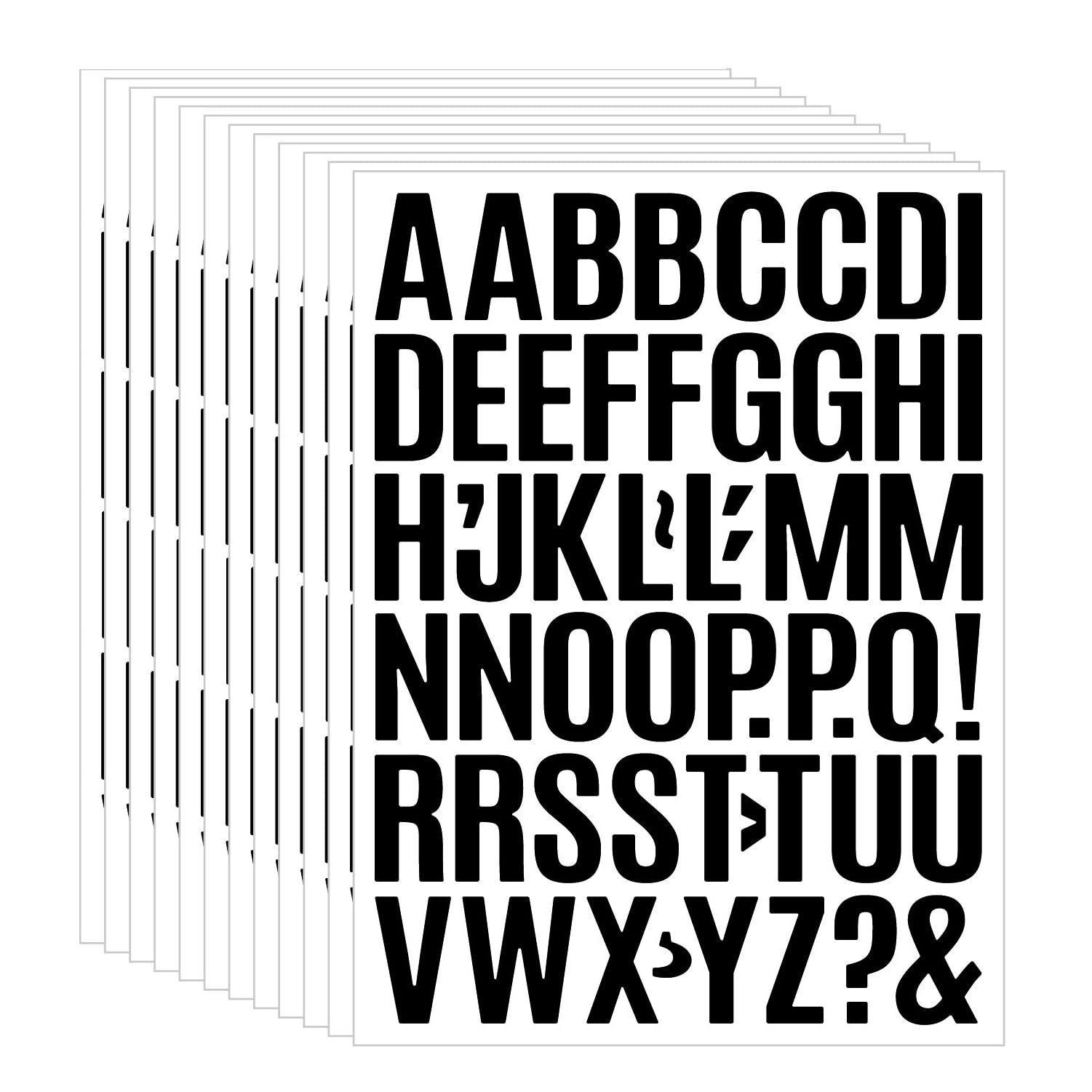 12 Sheets 1 Inch Black Letter Stickers – Vinyl Alphabet Stickers with Symbols, Self Adhesive Waterproof Letter Decals for Labeling, Storage Bins, Mailbox, Signs, DIY Crafts (Black)
