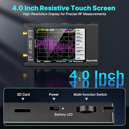 Miniatura 5 de AURSINC Analizador de Red Vectorial NanoVNA-H4 Actualizado, Última V4.4 9KHz-1.5GHz HF VHF UHF, Pantalla Táctil de 4 Pulgadas, Analizador de Antena