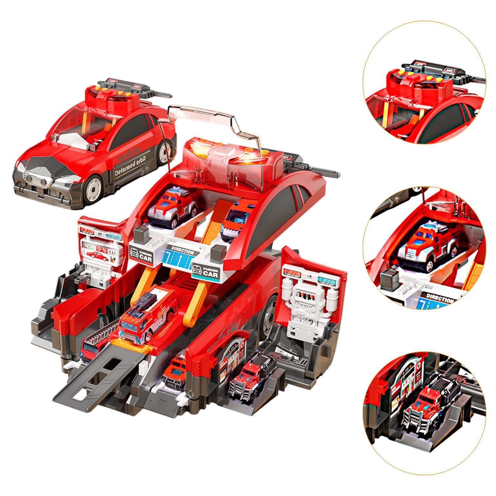 predolo Set di Giocattoli per Bambini, Camion E Auto con 6 Modelli in Metallo, Camion dei Pompieri
