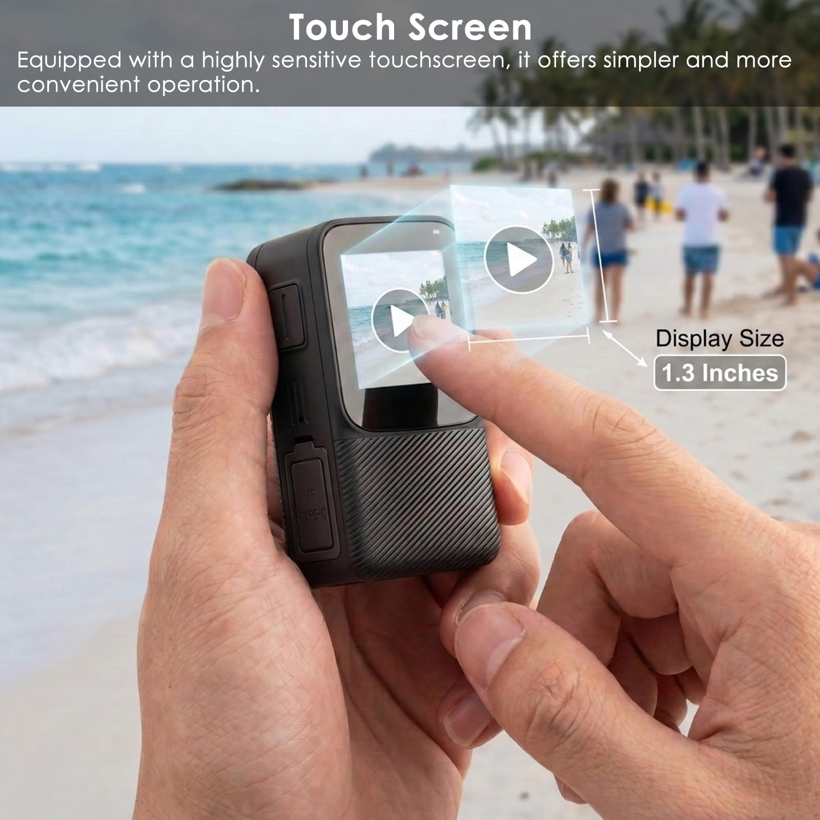 YDI Caméra d'action 5K/30FPS Étanche 30M Écran Tactile 1,3 Pouces 64 Go Kits Accessoires Sportive