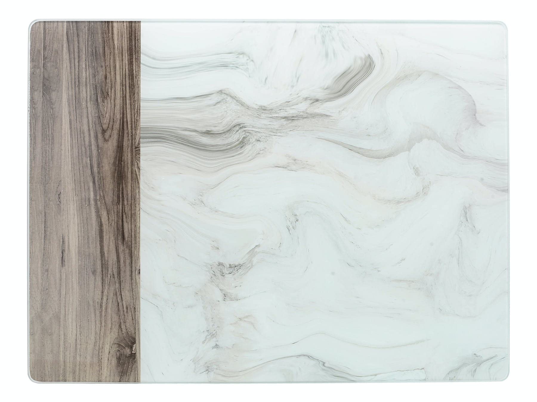 creative tops premium glass worktop protectorworktop saver with white marble and wood design whitegrey 40 x 30 cm