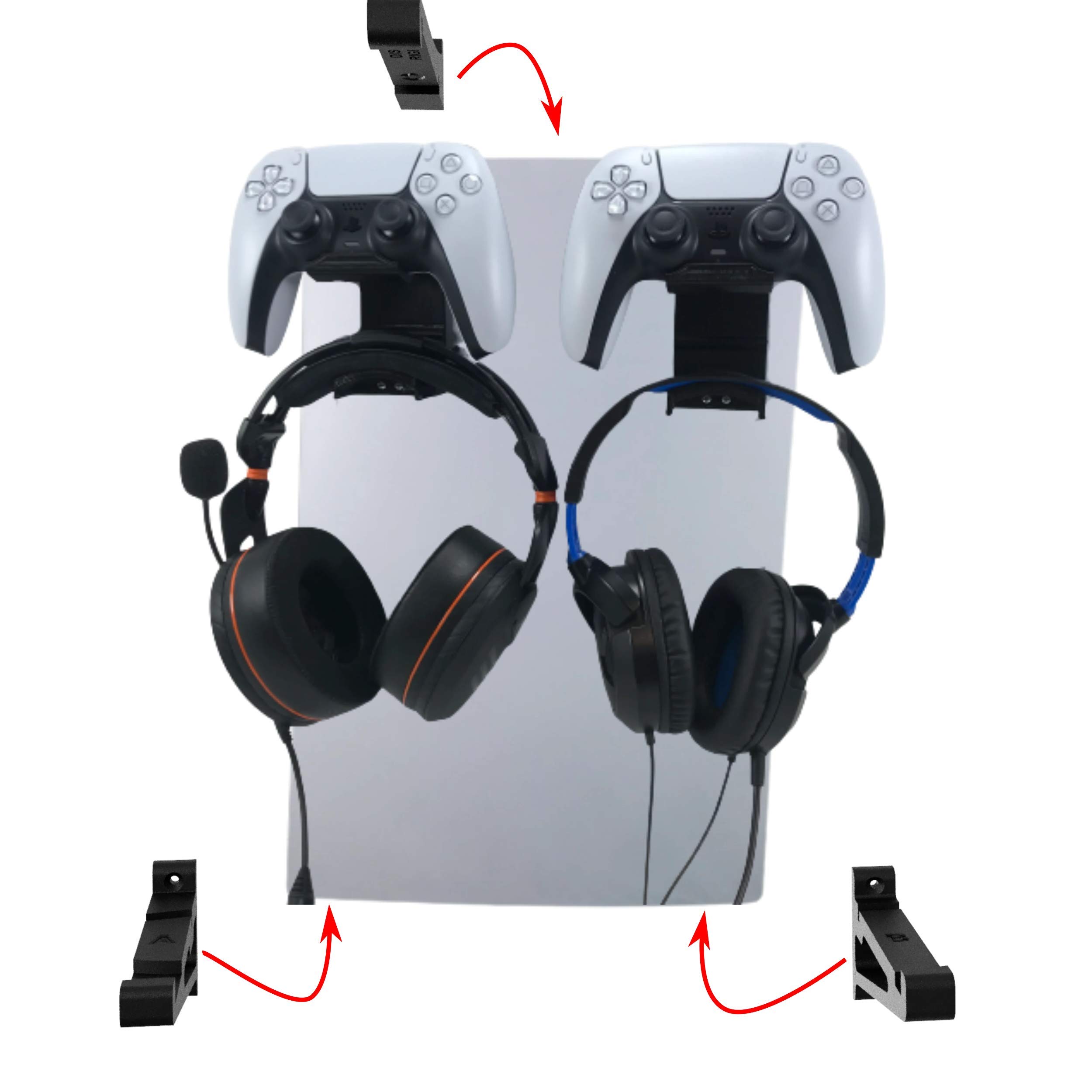 3D Cabin PS5 Deluxe zestaw do montażu na ścianie zestaw wsporników do Playstation 5 cyfrowa konsola czarna lewa