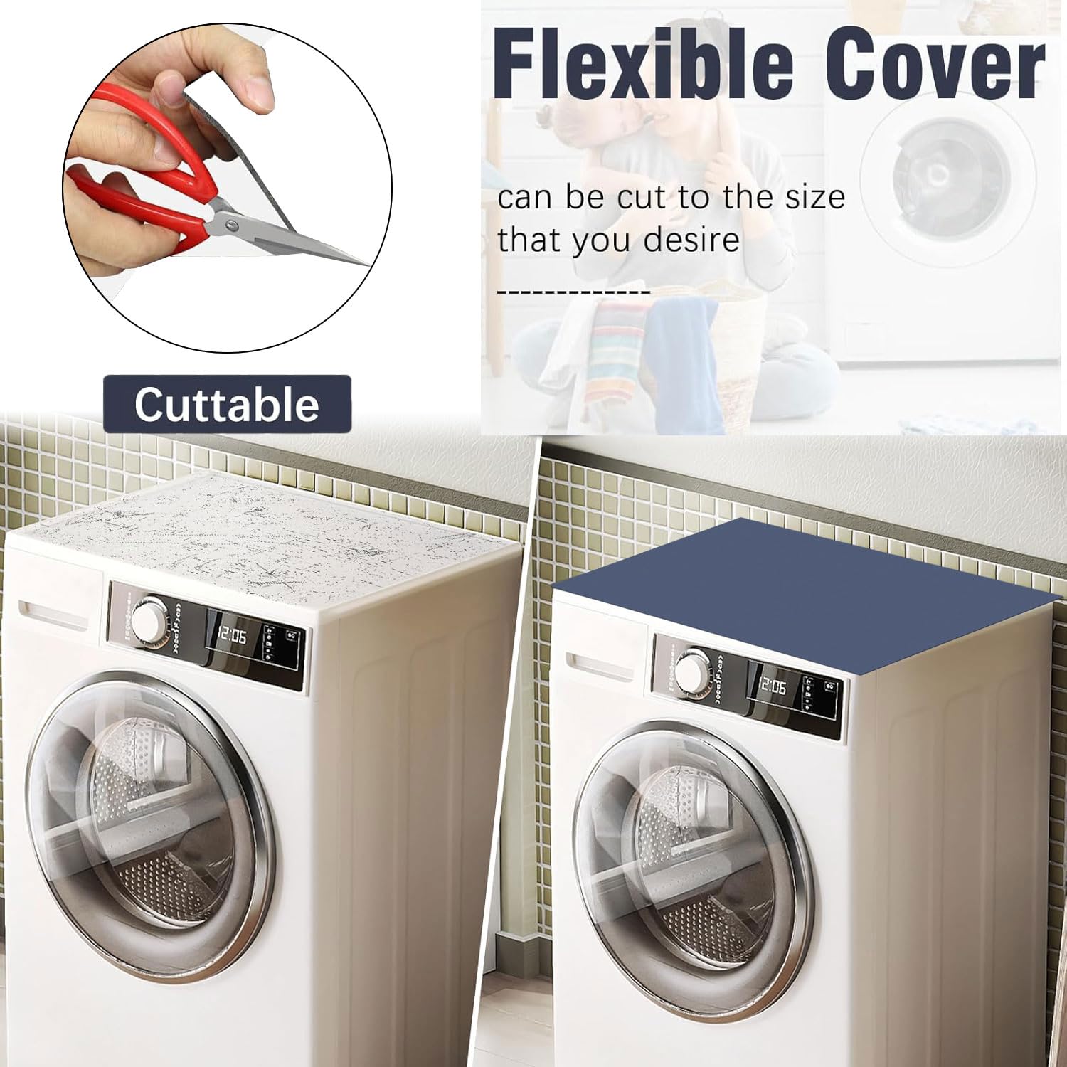YeahBoom Cubierta Superior para Lavadora y Secadora,60 x 60 cm Cubierta para Lavadora,Funda para Lavadora,Funda Antipolvo para Lavadoras,Secadoras,Cocinas,Autocaravanas,Baños — view 4