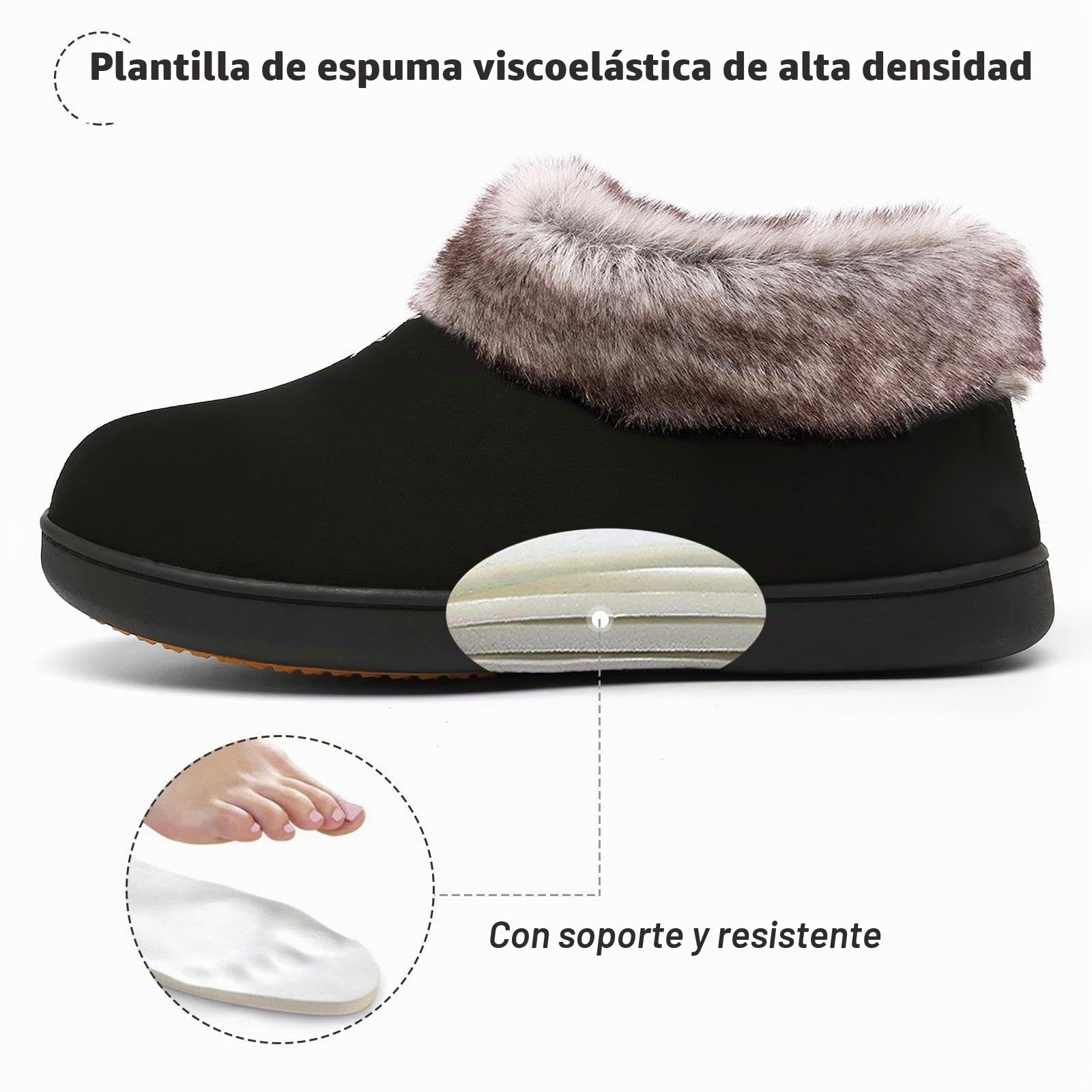Mishansha Zapatillas Casa Mujer Invierno Calientes Forro Pantuflas Espuma con Memoria Gr.36-43
