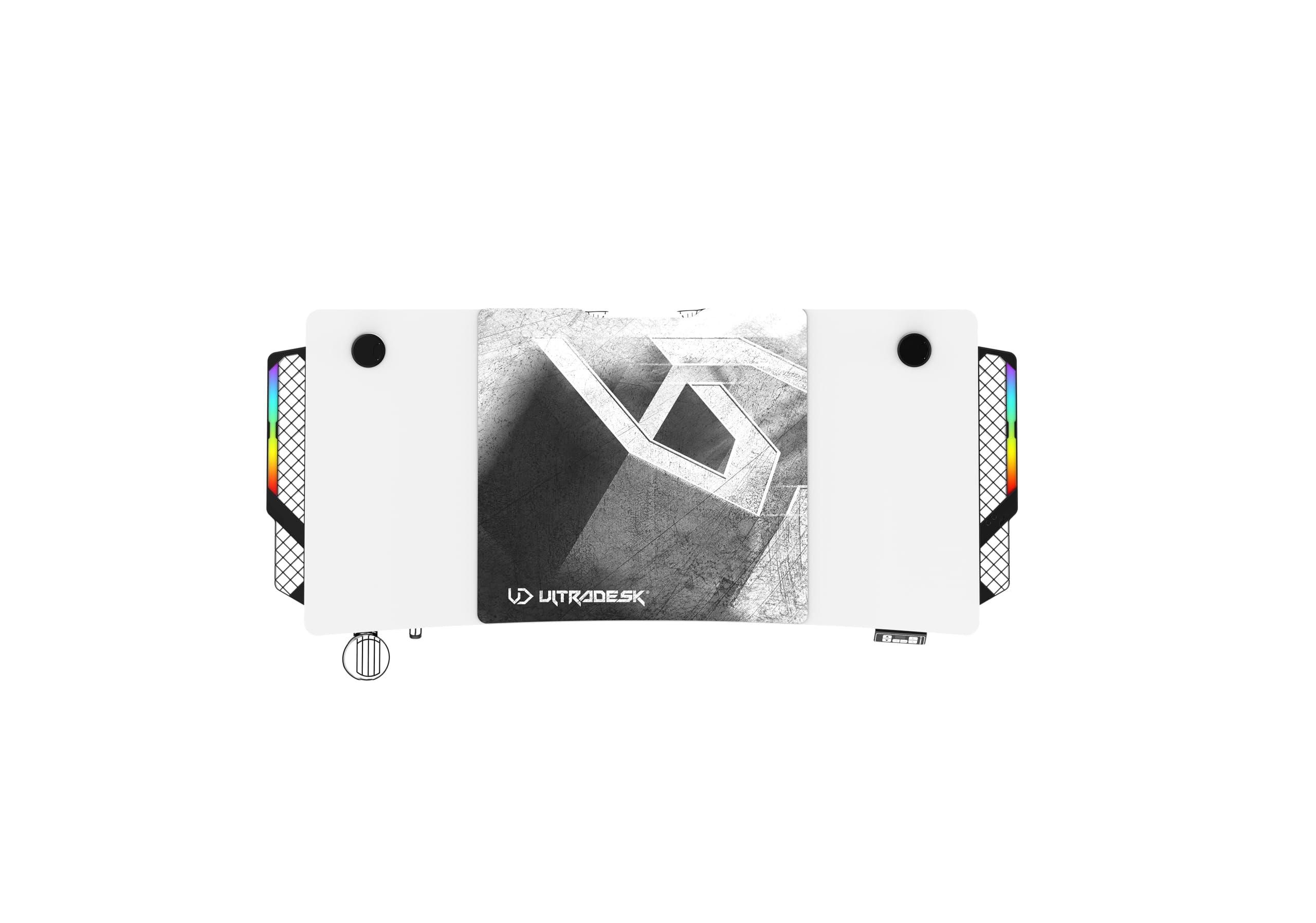 ULTRADESK - Level V2 Höhenverstellbarer Schreibtisch - Elektrischer Computertisch - 140x68 cm, für Gaming, Büro, Homeoffice - Set mit XL-Mauspad, LED RGB - Weiß Led
