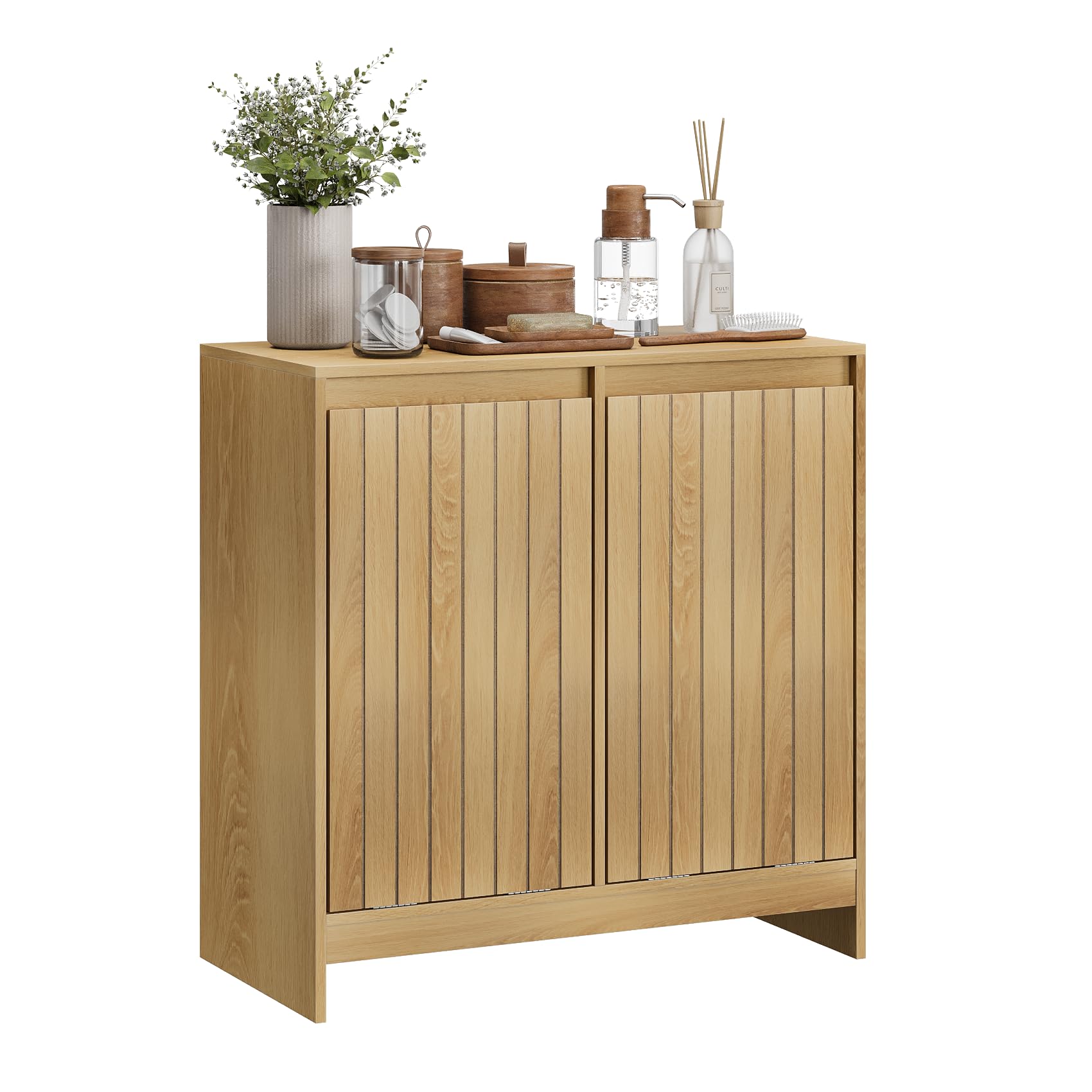 Smuxee Armoire à linge à deux compartiments escamotables, armoire de buanderie cachée avec double panier, poubelle naturelle pour salle de bain, cuisine, salon