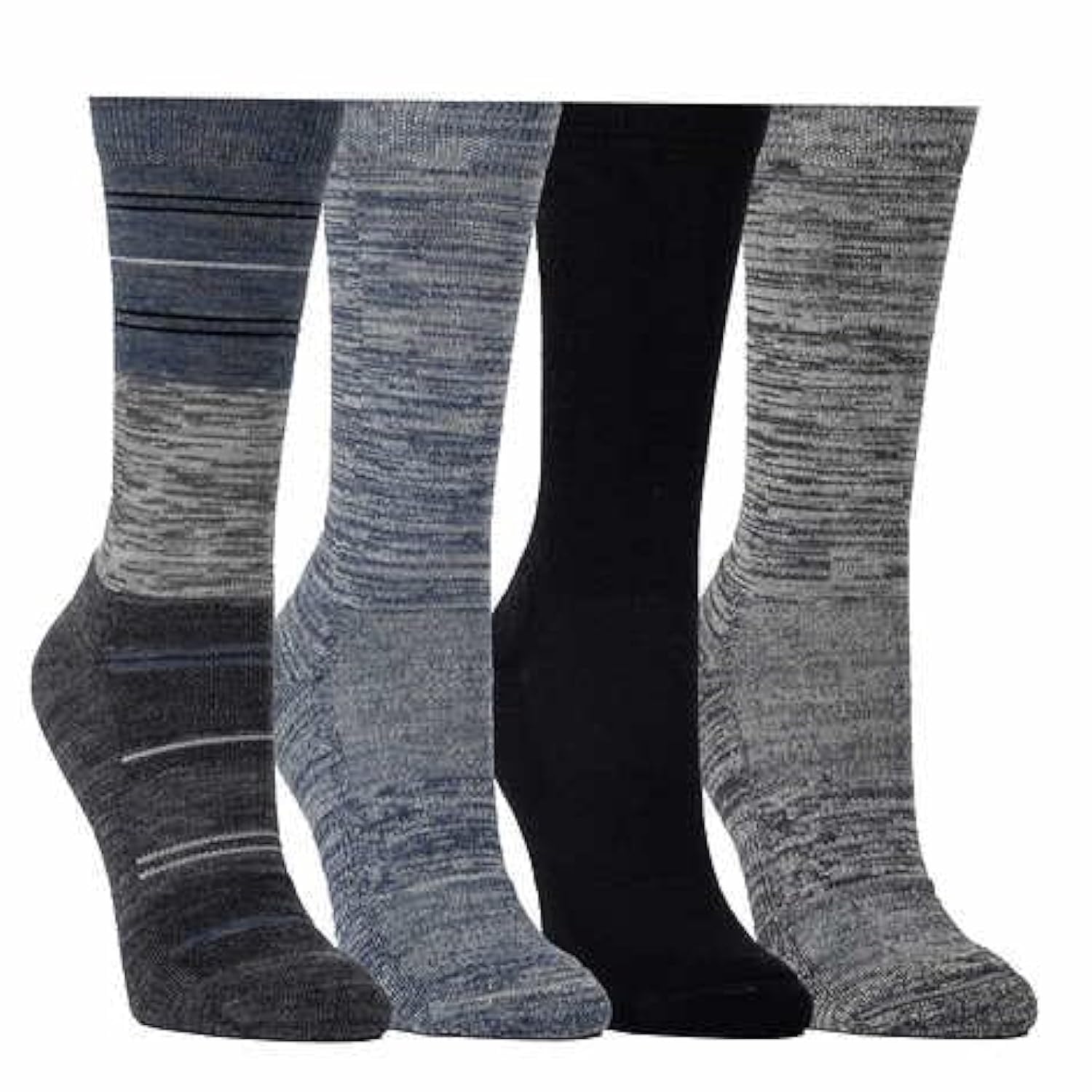 KIRKLAND Signature Women Extra-Fine Merino Wool Blend Crew Sock, 4-pair, Blue, 6-10.5