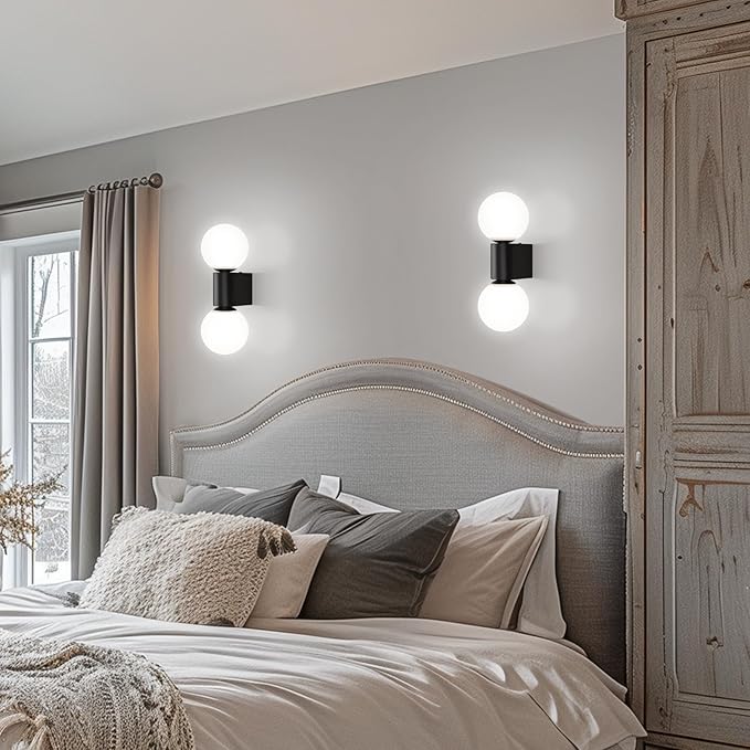 Kowanie Moderne Wandlamp Badkamerverlichting Binnen: Zwart Wit Glazen Wandverlichting Wandspot 2 Lampen Max. 25W G9 wandspots voor slaapkamer woonkamer keuken (zonder lamp) photo 2