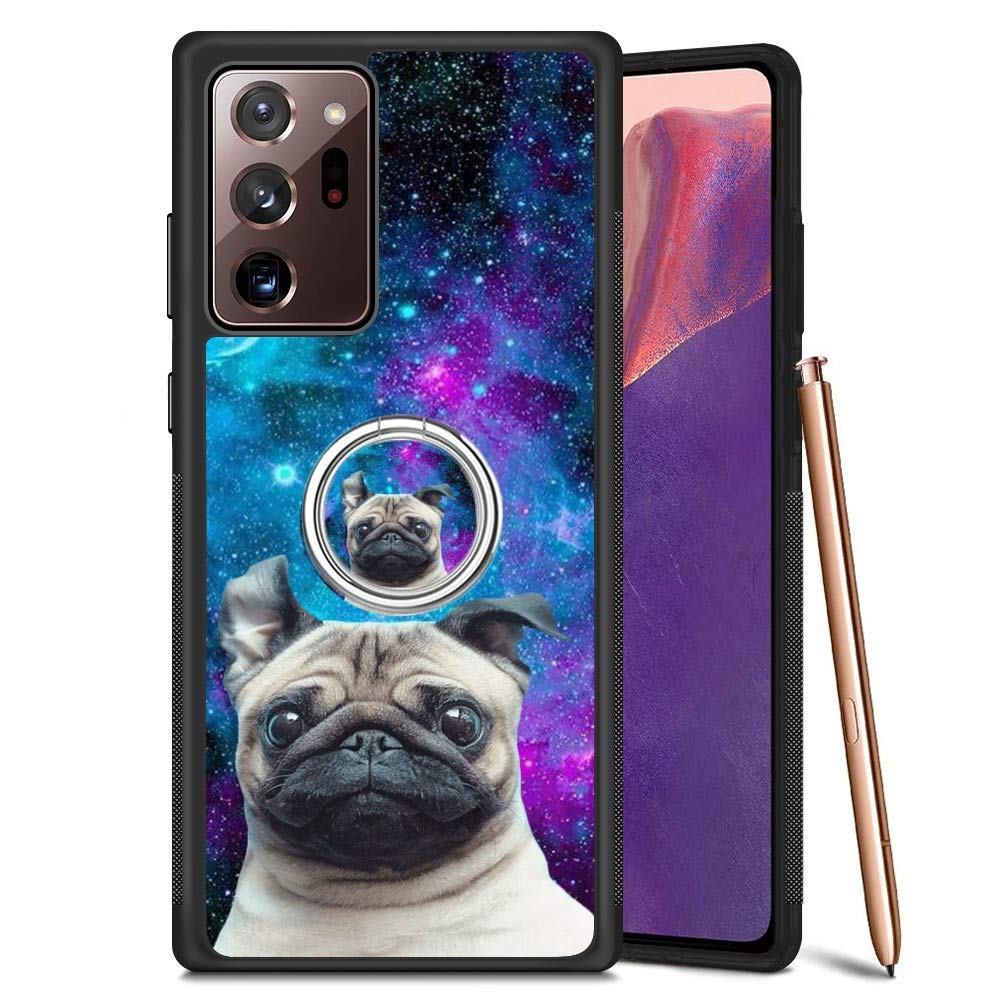 Black Samsung Galaxy Note 20 Ultra 5G Case with Ring Holder Stand Flower Alpaca Pattern 360 Rotation Ring Soft TPU and PC Anti-Slippery Case for Samsung Galaxy Note 20 Ultra (Galaxy Nebula Pug)