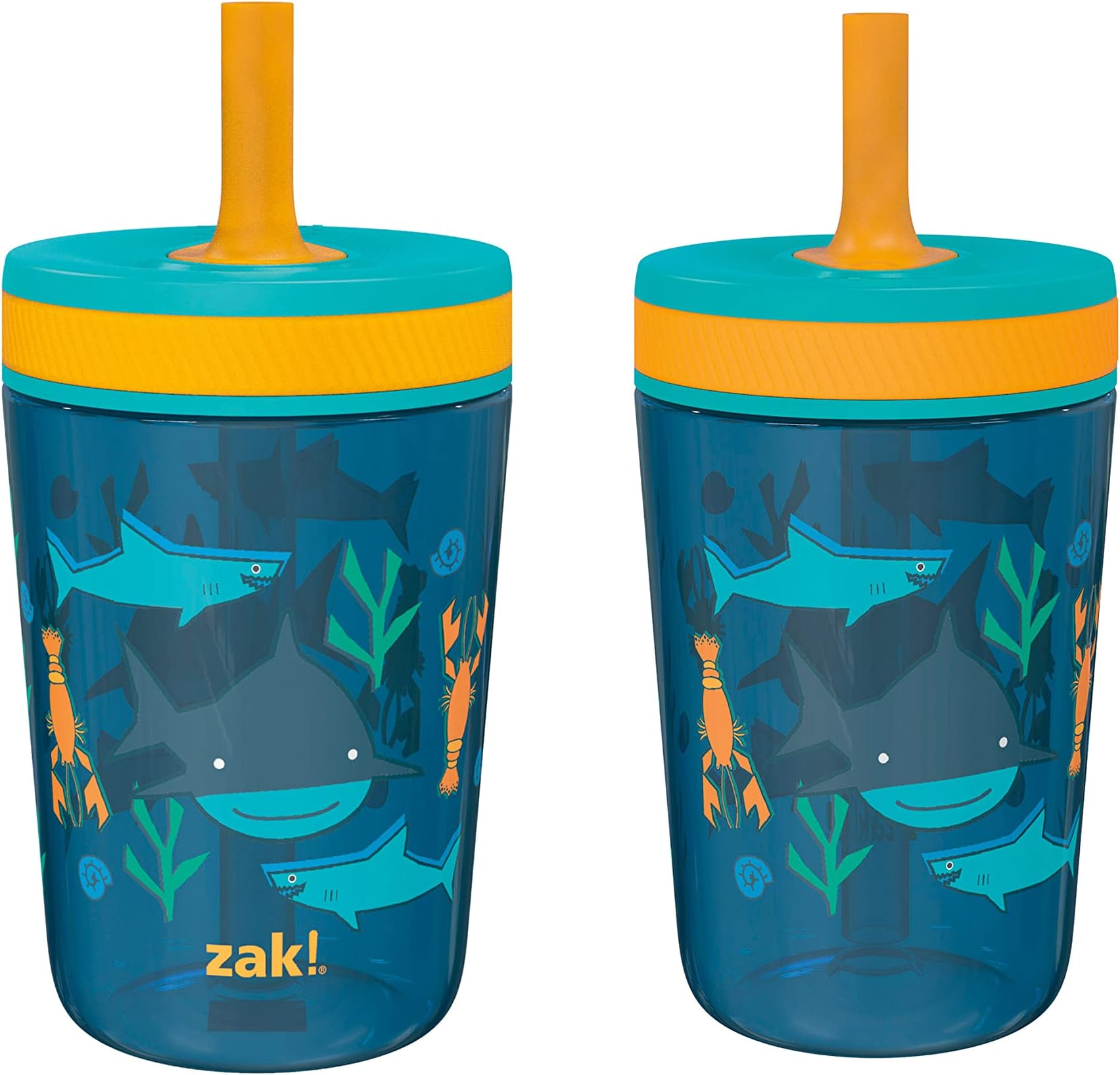 Kelso 15 oz Tumbler Set, (Underwater) Non-BPA Leak-Proof Screw-On Lid with Straw Made of Durable Plastic and Silicone, Perfect Baby Cup Bundle for Kids (2pc Set)