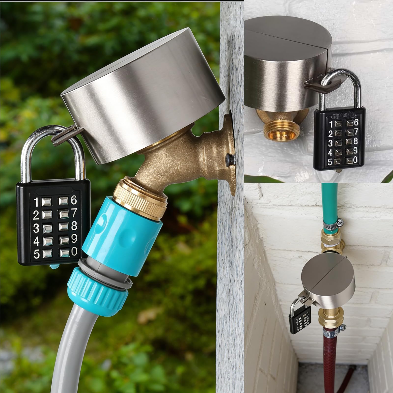 Serratura del rubinetto, Coperchio della serratura del rubinetto, Antifurto e Risparmio d'acqua, Lucchetto dell'acqua in acciaio inox per rubinetto esterno, Adatto per giardino, camera e cucina