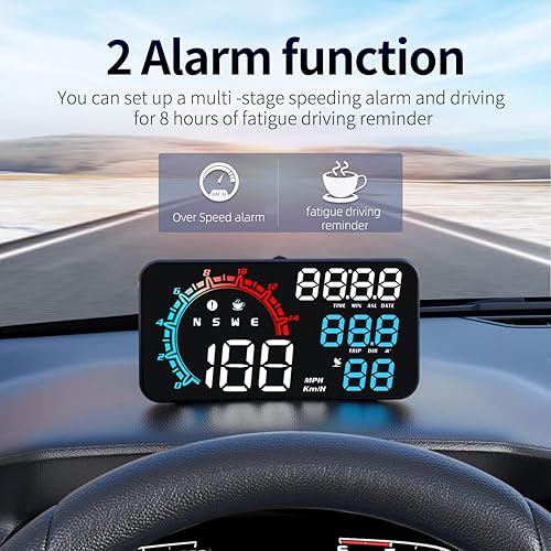 Miniatura 3 de Pantalla frontal para coches con alarma, velocímetro digital GPS, velocimetro digital para automóvil, velocímetro digital para todos los vehículos