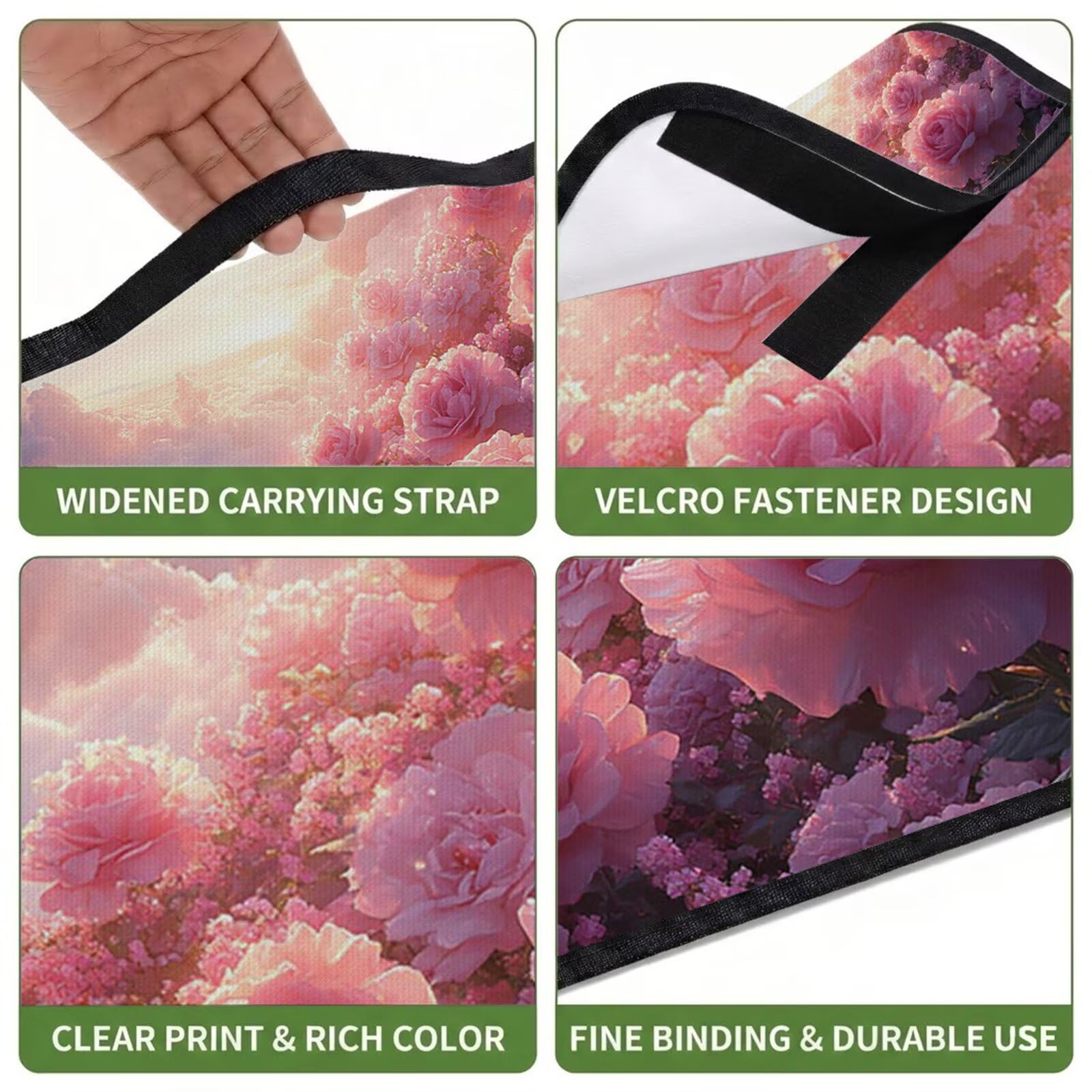 Couverture Pique Nique Grande 200x300cm,Outdoor Couverture Imperméable,Pliable Tapis de Plage Dos en PVC Anti-Sable,Picnic Blanket pour Camping Accessoires,Jardin,Parc - Nuages,Fleurs (3) FZ-158