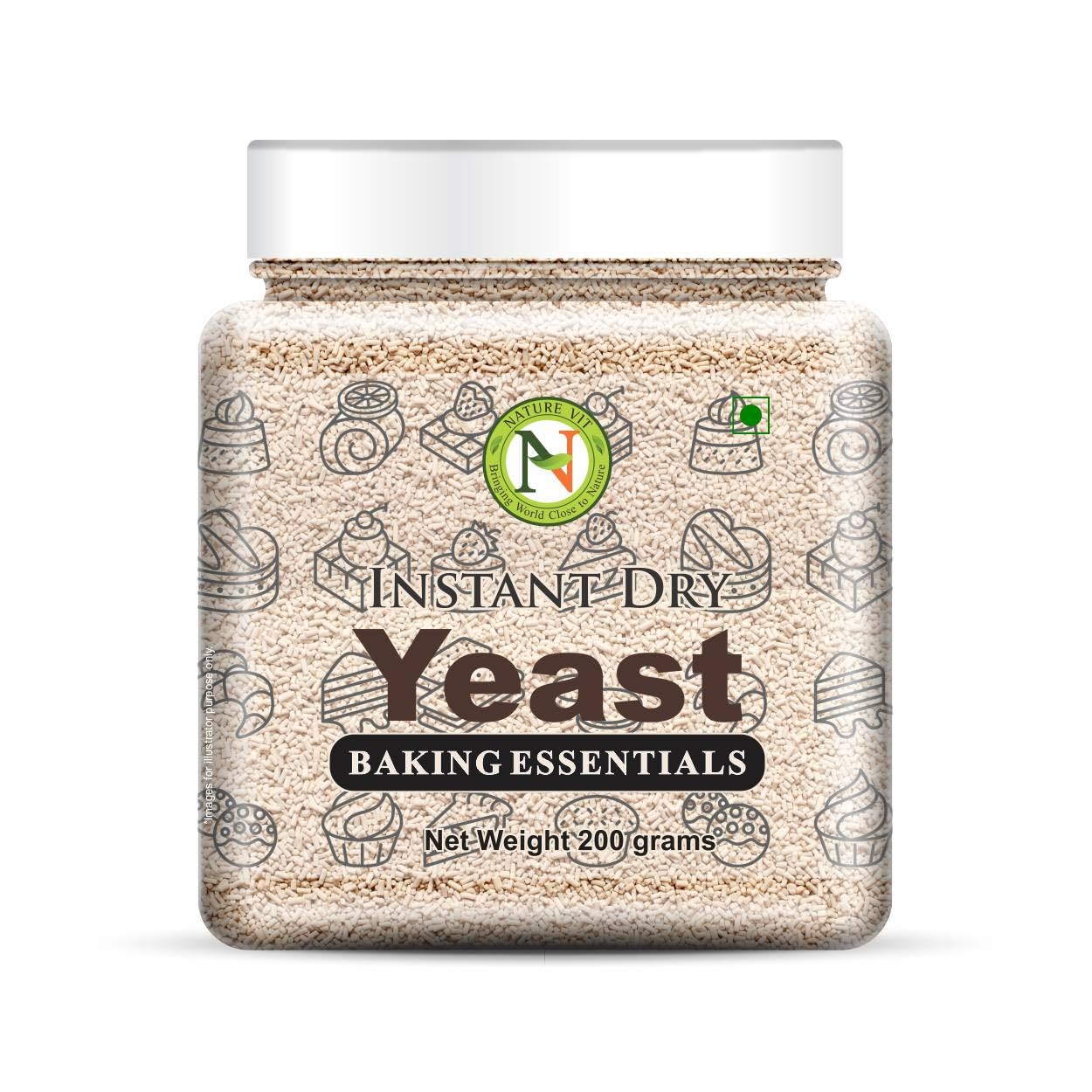 Nature Vit Baker's Instant Dry Yeast Powder 200g | High Activity Dry Yeast for Baking Bread, Pizza Dough, Cakes & Homemade Wines | Fast Rising & Long Shelf Life