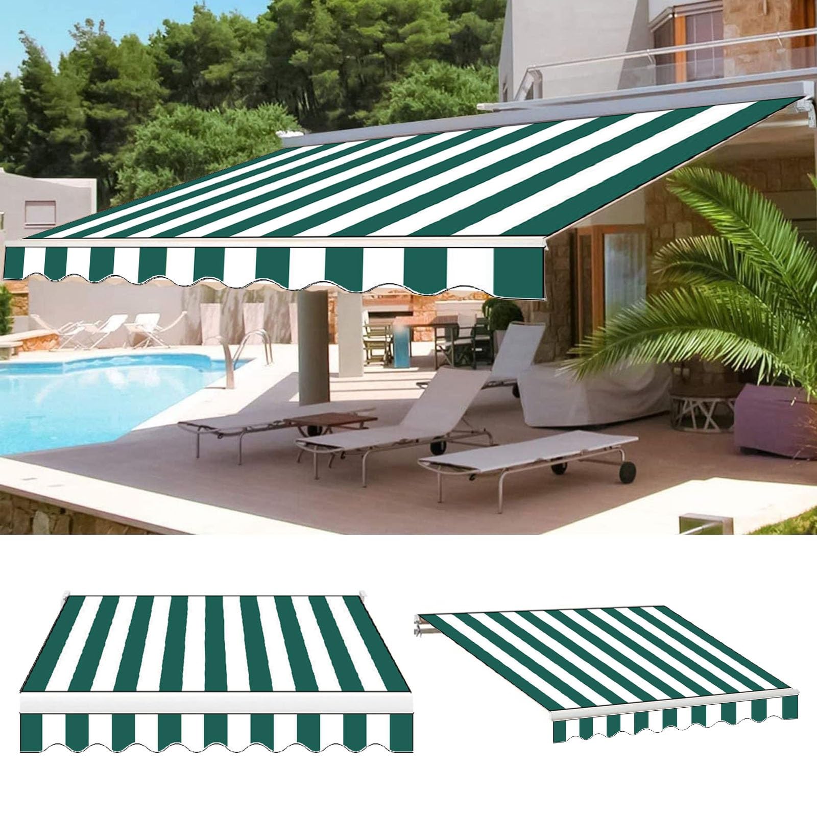 Tela de repuesto para toldo impermeable 4.8x3m de ventanas lona exterior jardín