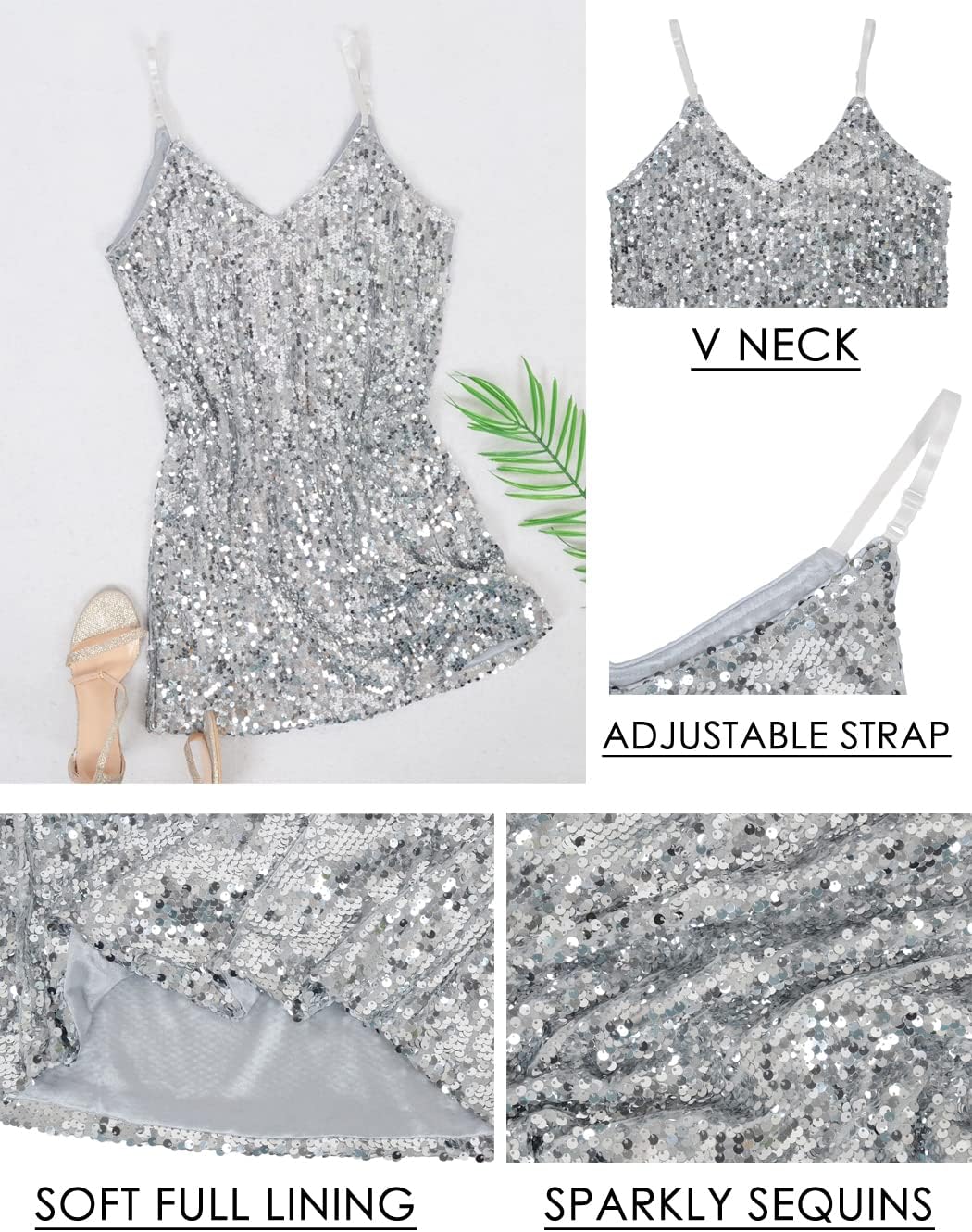 Anna-Kaci Women's V Neck Sleeveless Gradient Sequin Stretchy Mini Party Clubwear Dress - Image 7