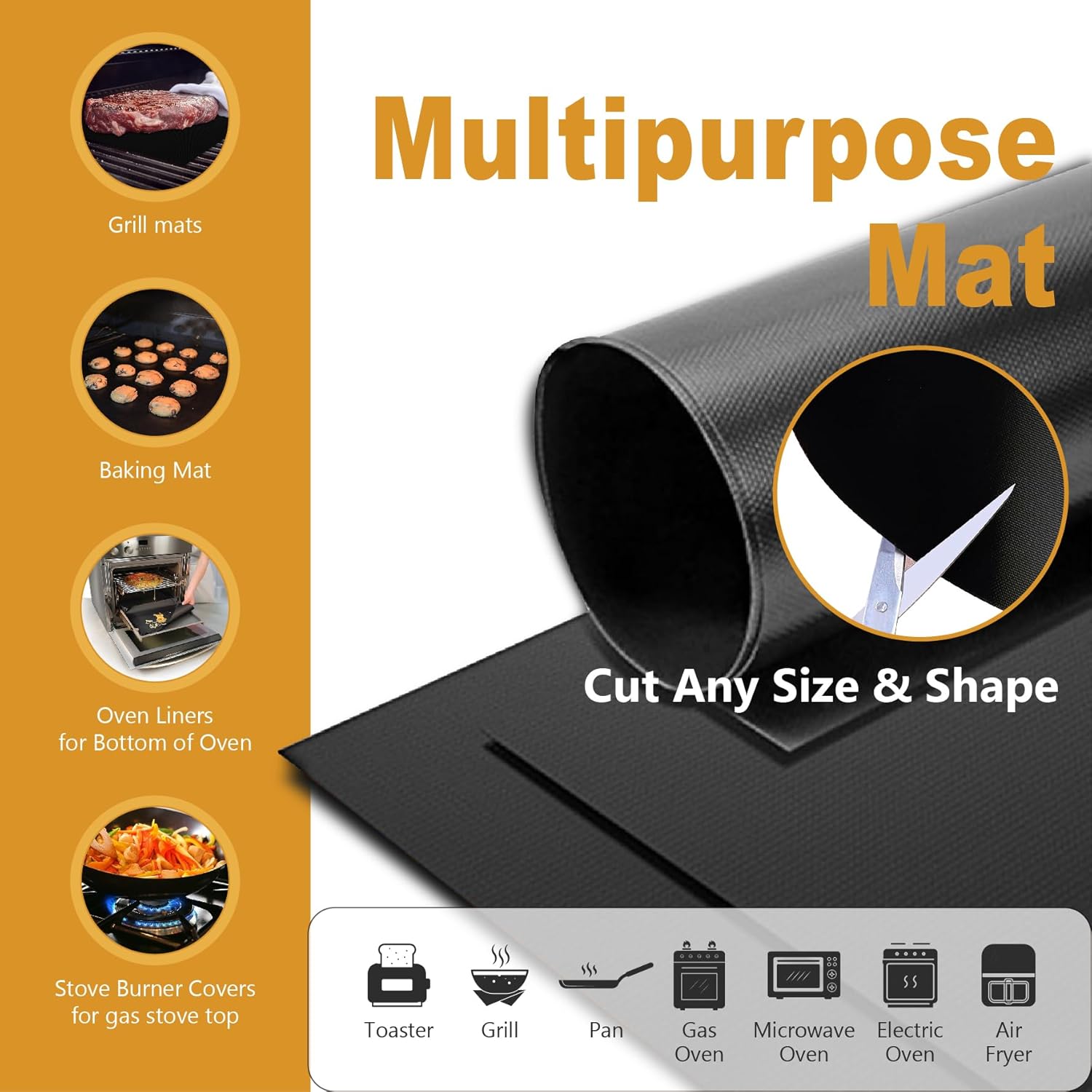 Oven Liners for Bottom, Large Thick Heavy Duty 100% Non-stick Reusable Teflon Mat, Baking Mat for Electric, Gas, Toaster Ovens, Grills, Kitchen Friendly Cooking Accessory (16.25x23) - Image 3