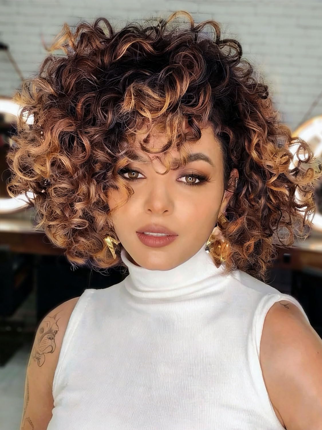 Pre Looped GoGo Curl Crochet Hair for Women 10 Inch Ombre Brown Blonde Curly Hair Crochet Braids Deep Water Ocean Wave Beach Curl Synthetic Braiding Hair Extensions 7 Packs 1B/30/27