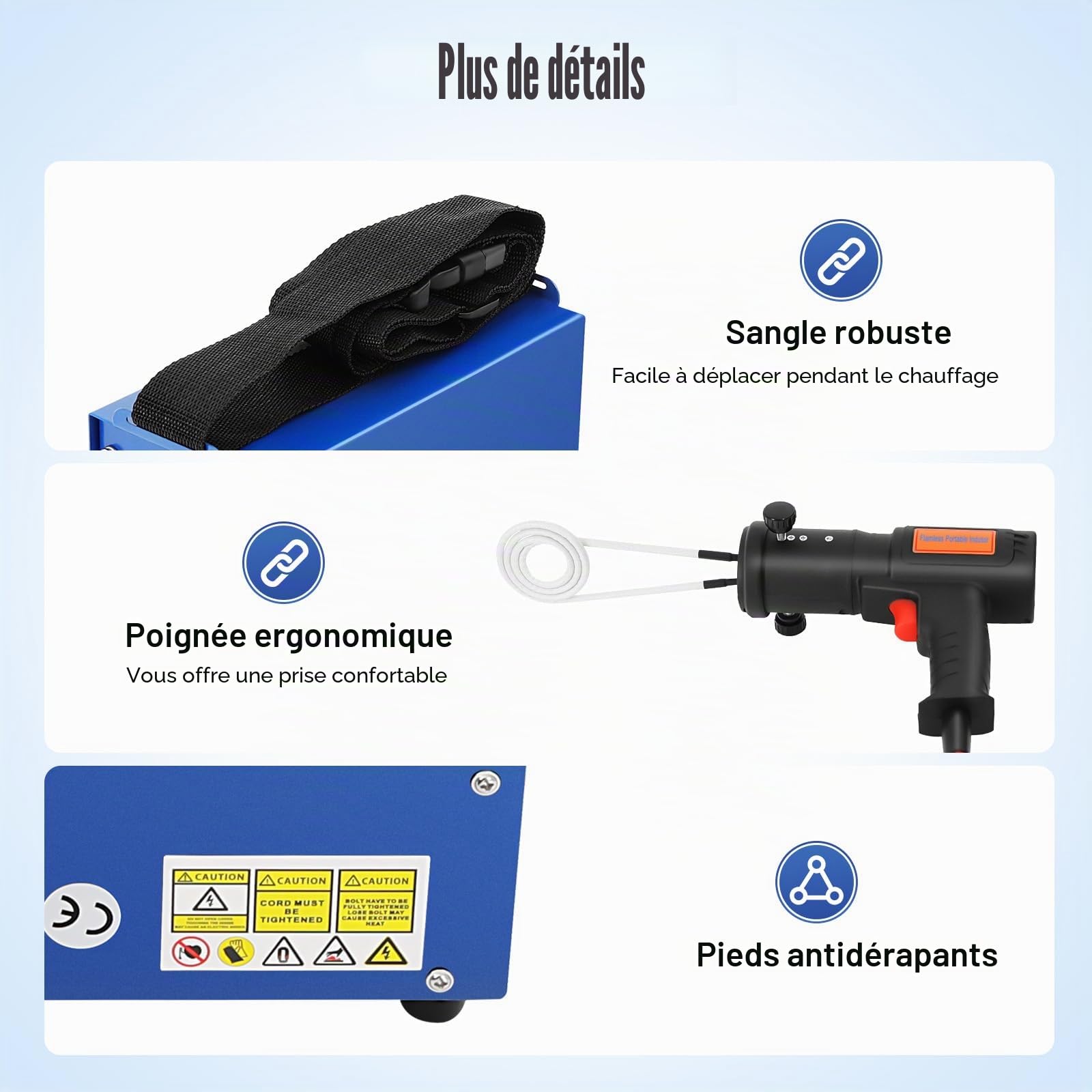 Chauffage à induction magnétique 1500W 750°C Chauffage à induction pour voiture Chauffage à induction avec 4 bobines de chaleur chauffage à induction sans flamme kit chauffage à induction bobines