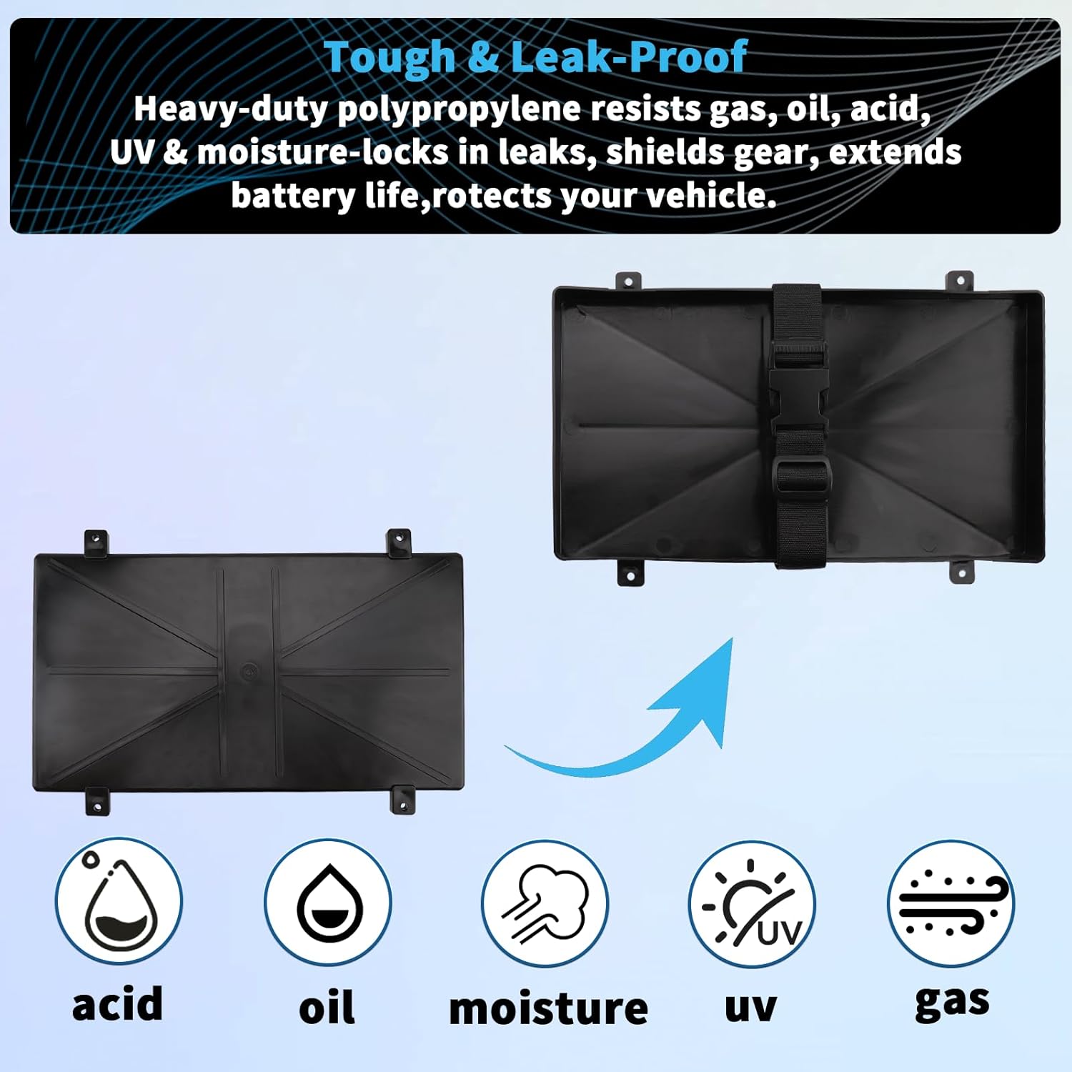 2Pack Group 27 Battery Tray for Heavy Duty Marine Battery Holder for Boat RV, Automotive & More, Non-Slip Battery Box for Series 27 Batteries