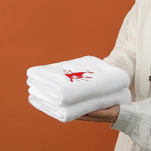 Miniatura 7 de Maracco Juego de 2 toallas de mano de Halloween, 100 % algodón, bordadas con manos sangrientas aterradoras, para baño, cocina, platos, regalo, 14 x
