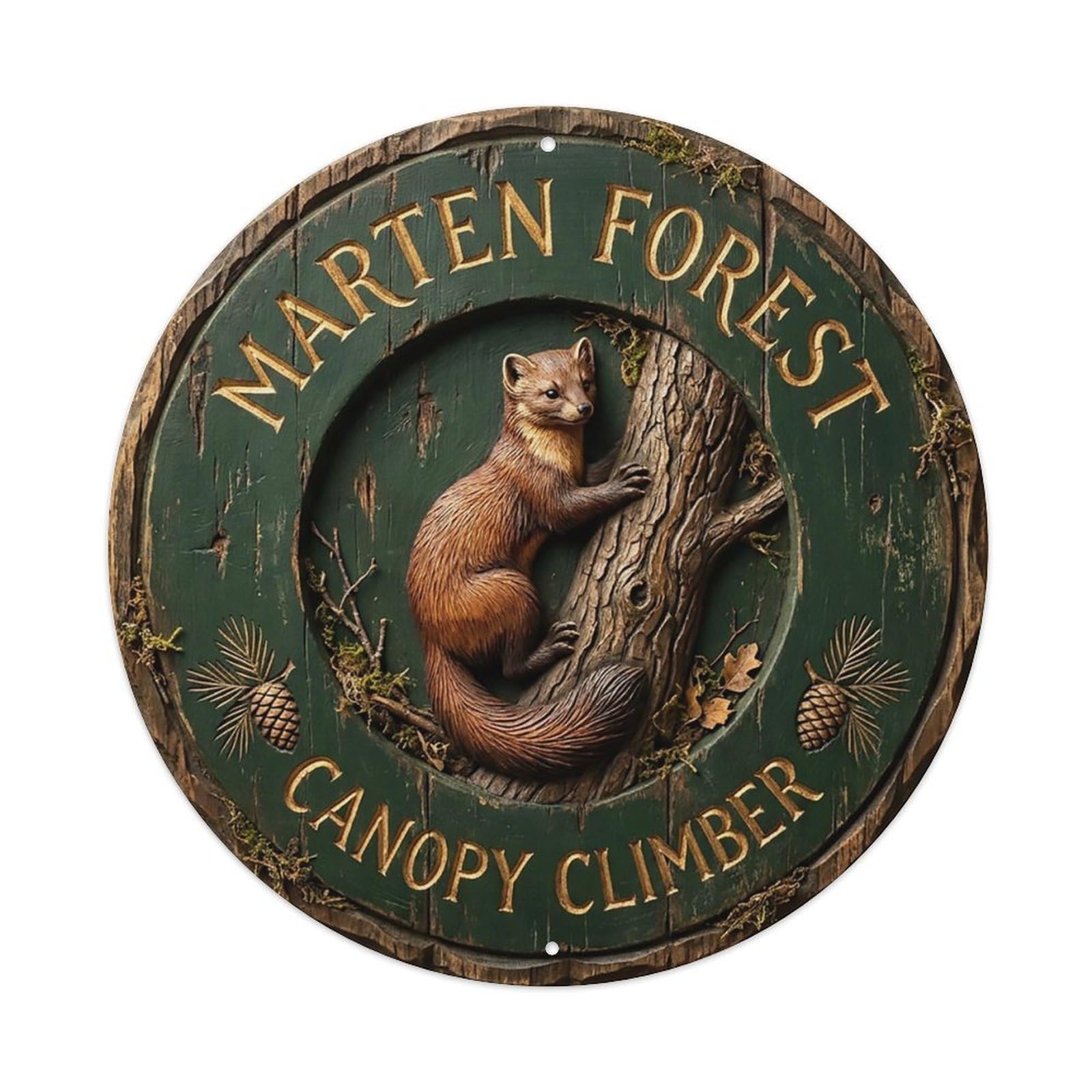 Cxhjca 8X8inch(20X20cm) Marten Forest Canopy Climber Metal Tin Sign