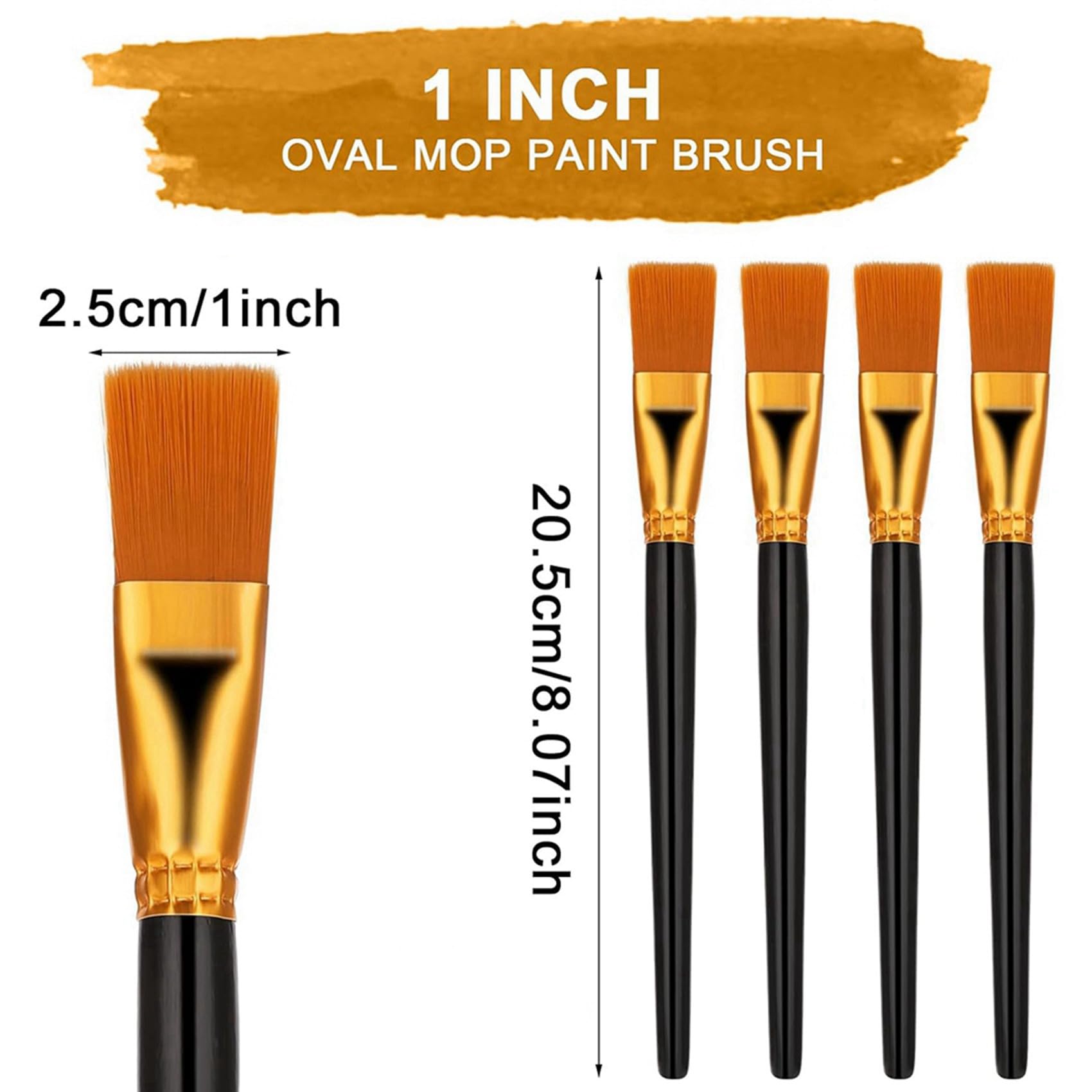 Juego de Pinceles Planos de 120 Piezas, Pinceles de Acuarela de 1 Pulgada de, Pinceles para Pintura Al ÓLeo, Pinceles Profesionales de Pintura Grandes