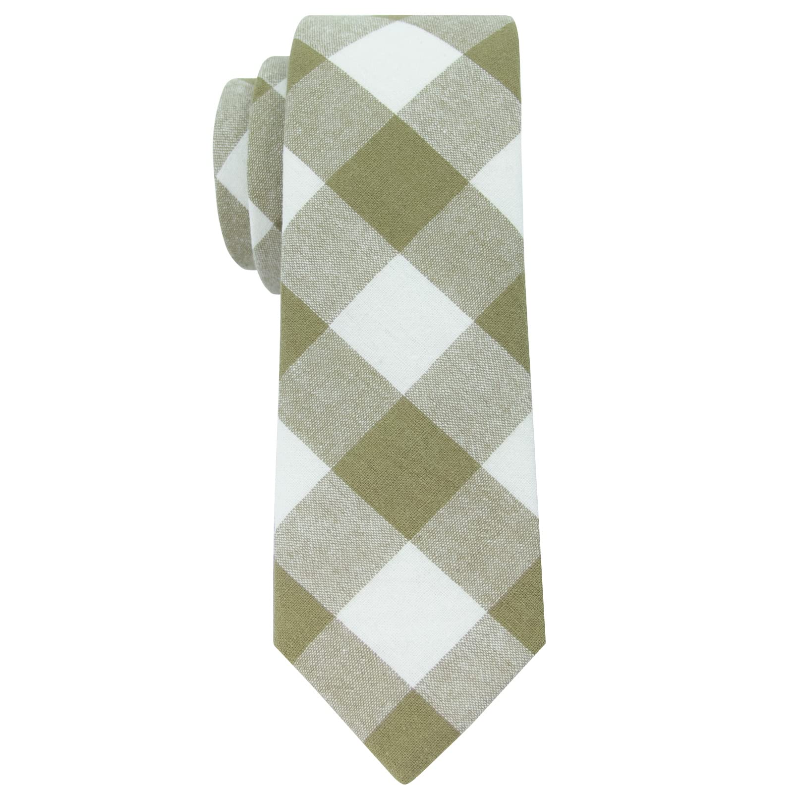 Mantieqingway Mens Skinny Ties,2.56" Cotton Neckties Striped Plaid Ties for Groom Groomsmen Wedding Party Christmas