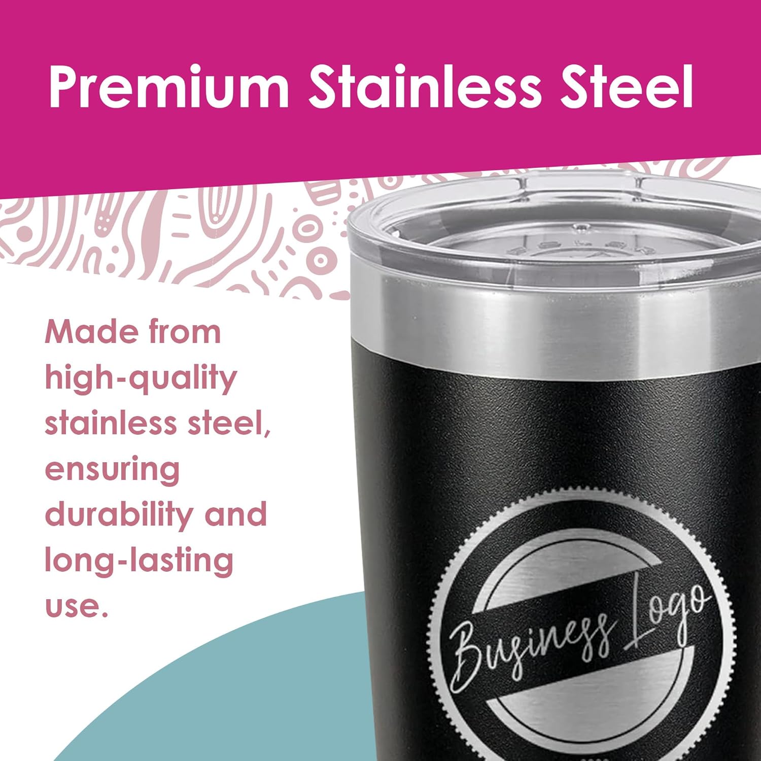 The Crafty Engineer Personalized Business Custom Logo Tumbler, Company Engraved Insulated Tumbler for Men & Women with Name (20oz - Blue)