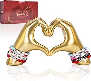 Heart Hand Sculpture, Gold Shelf Decoration Aesthetics for Room Bookshelf Coffee Table Dining Table Centerpiece, Birthday Gift and Memorial Gift for Women, Girlfriend Girls Mom.