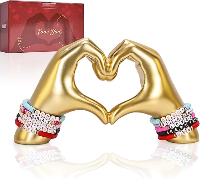 DOVDOV Heart Hand Sculpture, Gold Shelf Decoration Aesthetics for Room B...
