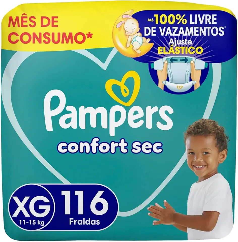 Fralda Pampers Confort Sec Tamanho XG 116 Unidades