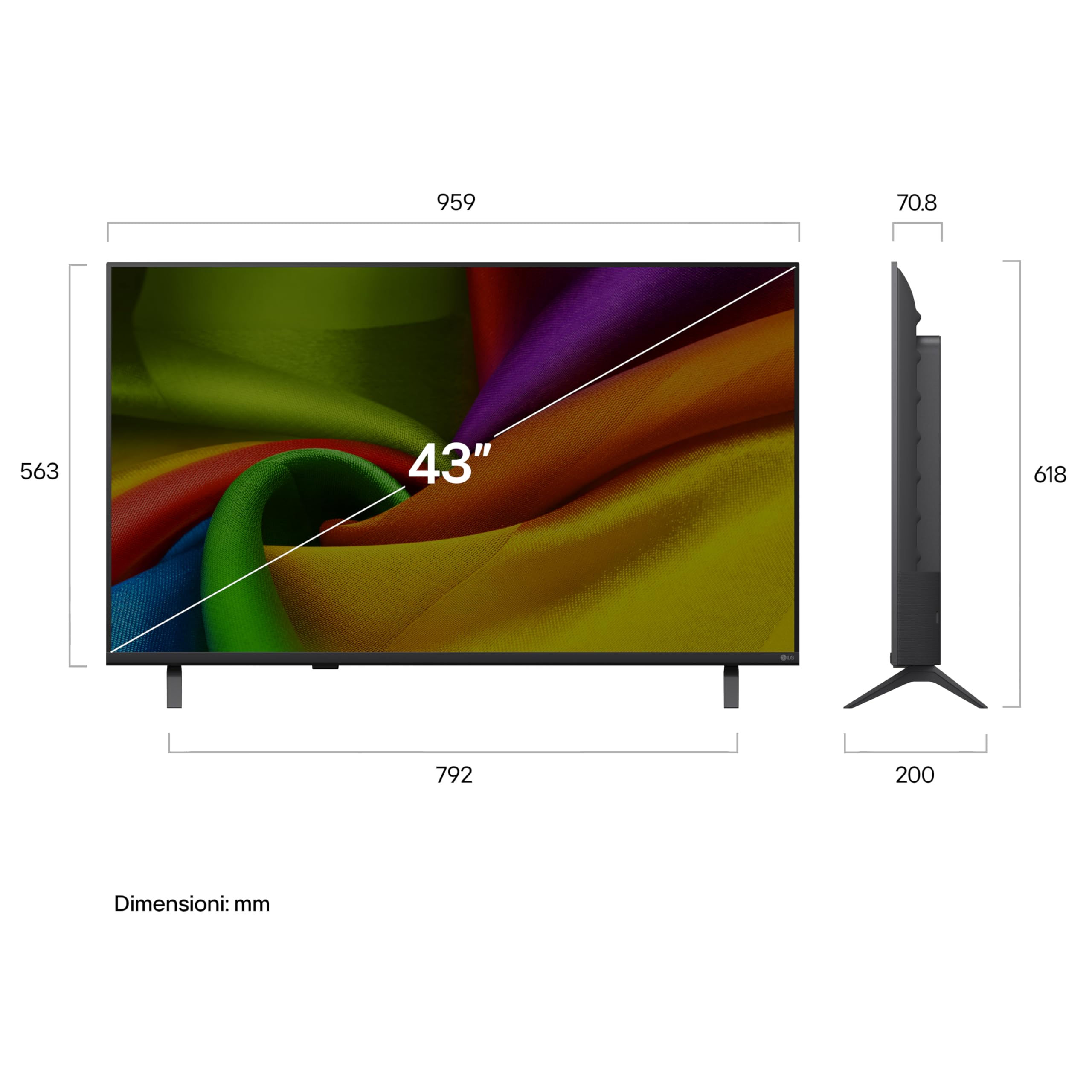 LG NANO Smart TV 4K UHD AI 43 pollici Serie NU8E 43NU8E0B3LA, Smart TV 4K, Processore con Nano Detail Enhancer, AI Chatbot, AI Concierge, HDR10 Pro, FILMMAKER Mode, Design Linear Flow, 3 HDMI, TV 2026
