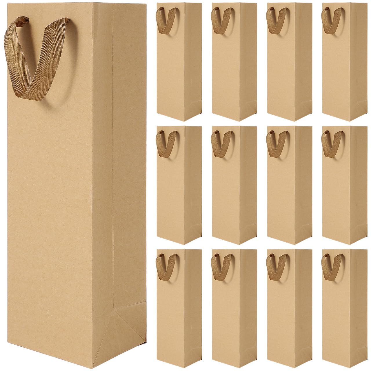 VORCOOL 24er Set Premium-Weintaschen aus Kraftpapier - Wiederverwendbare Geschenkverpackung für Wein & Whisky (11x9x35cm)