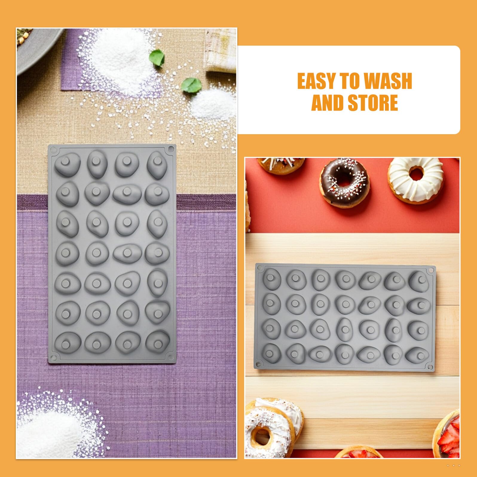 Moldes de Silicona Antiadherentes 28 Cavidades Forma de Piedras para Mini Chocolates Trufas y Mousse Resistentes al Calor Aptos para Hornear y Decorar Cupcakes 2 Piezas