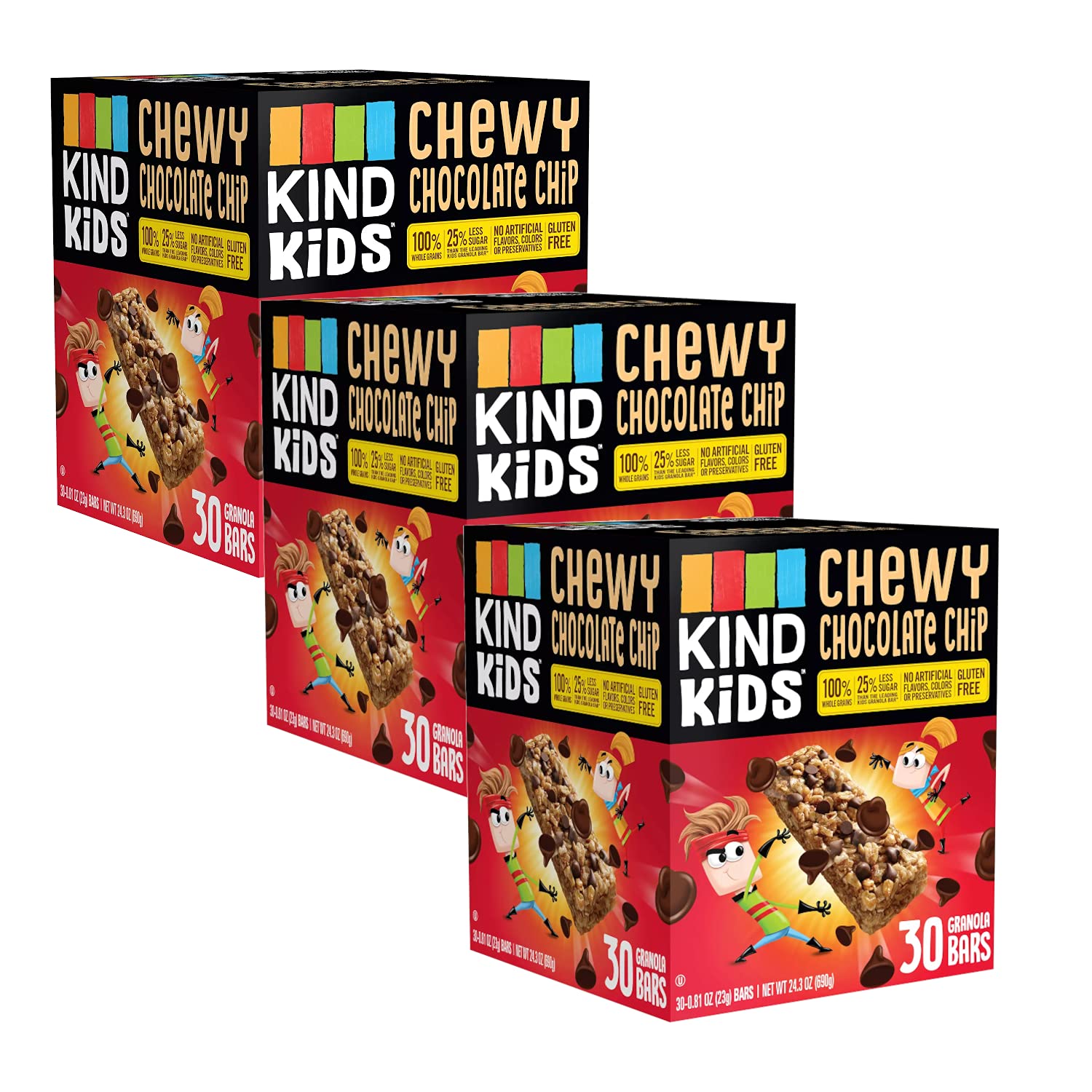 KIND Kids Chewy Chocolate Chip Granola Bars | Contain Nutrients of One Full Serving of Vegetables Gluten Free and Allergen Free Bars (30 ct.) (3 Pack)
