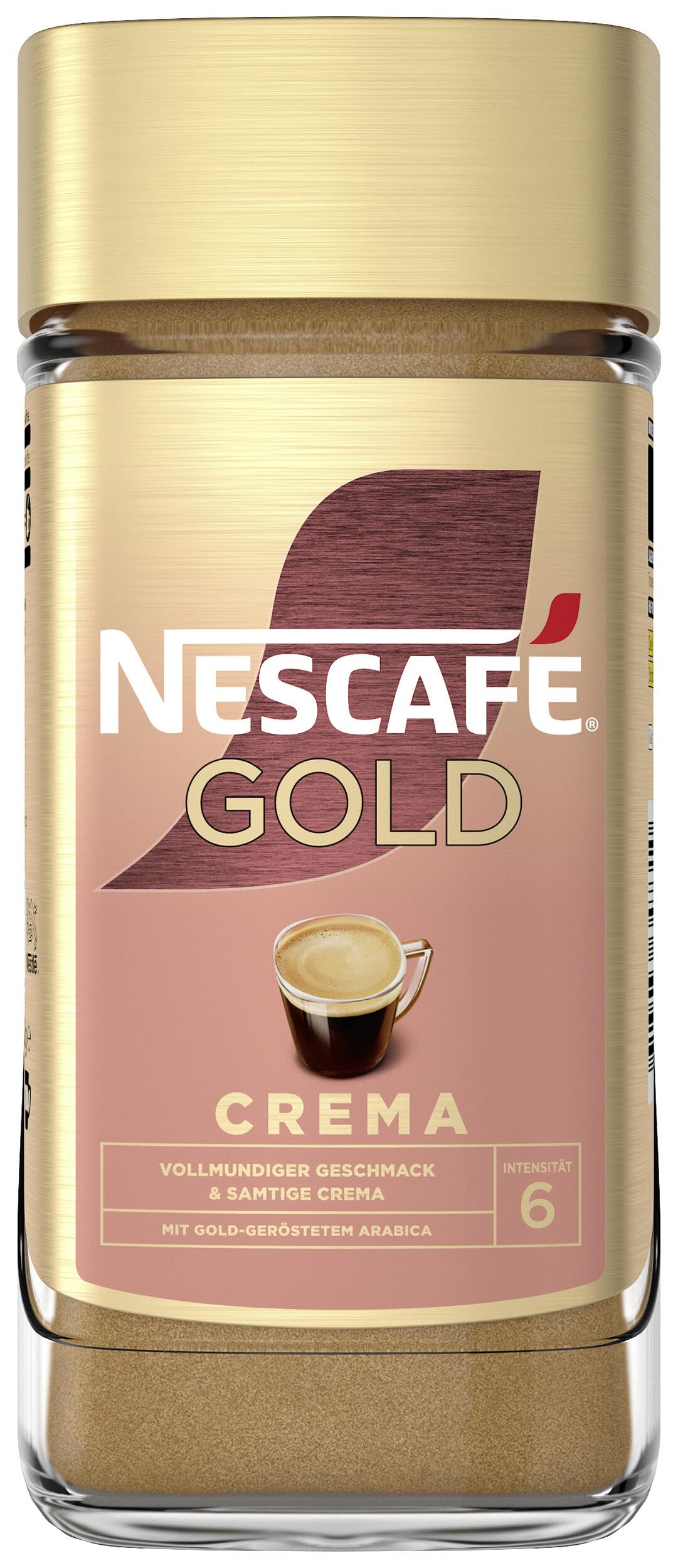 NESCAFÉ GOLD Crema, löslicher Bohnenkaffee, Instant-Kaffee aus erlesenen Kaffeebohnen mit samtiger Crema, koffeinhaltig, 200g