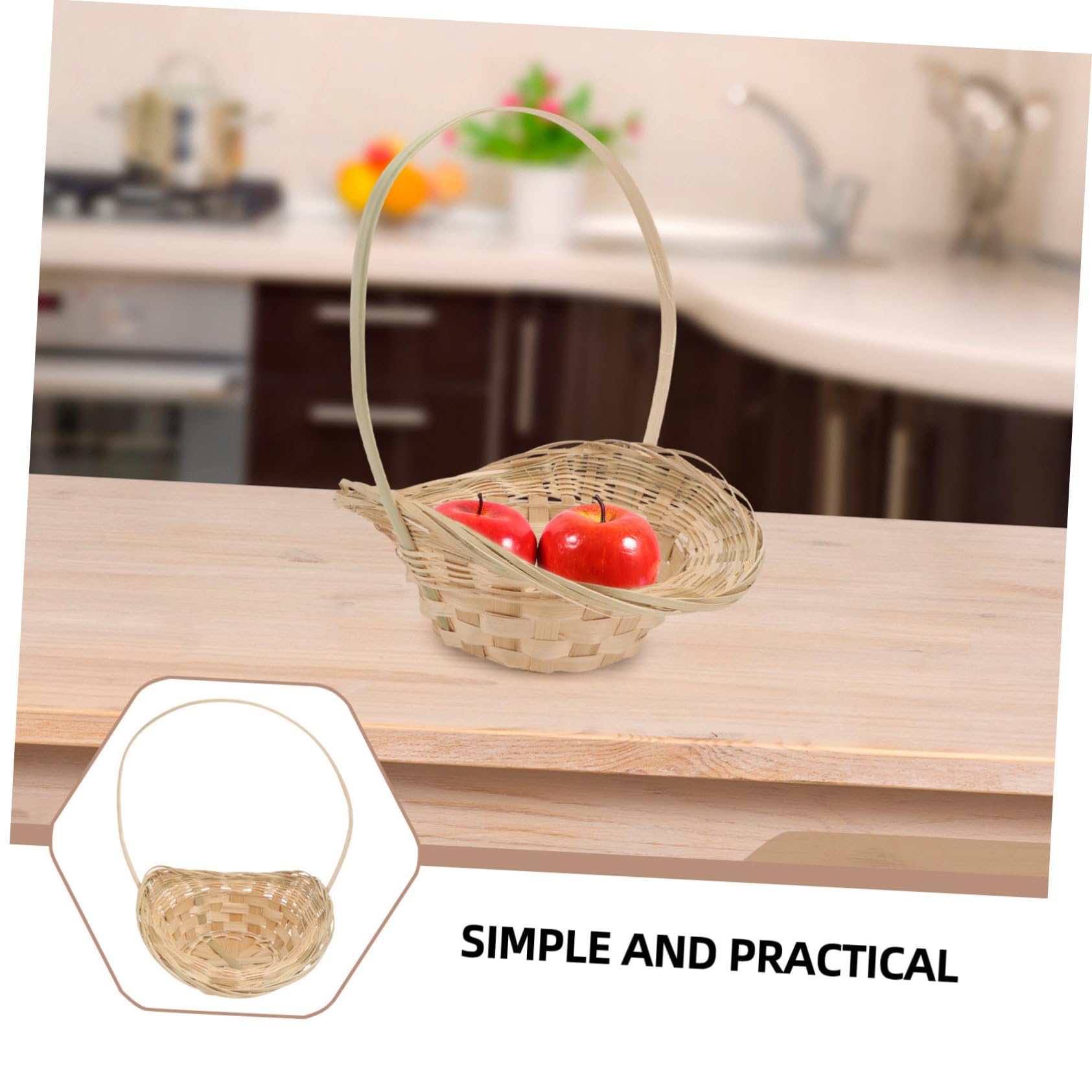 SHOWERORO Weaving Container Handmade Bamboo Basket 2pcs Fruit Basket Handles for Home - Image 9