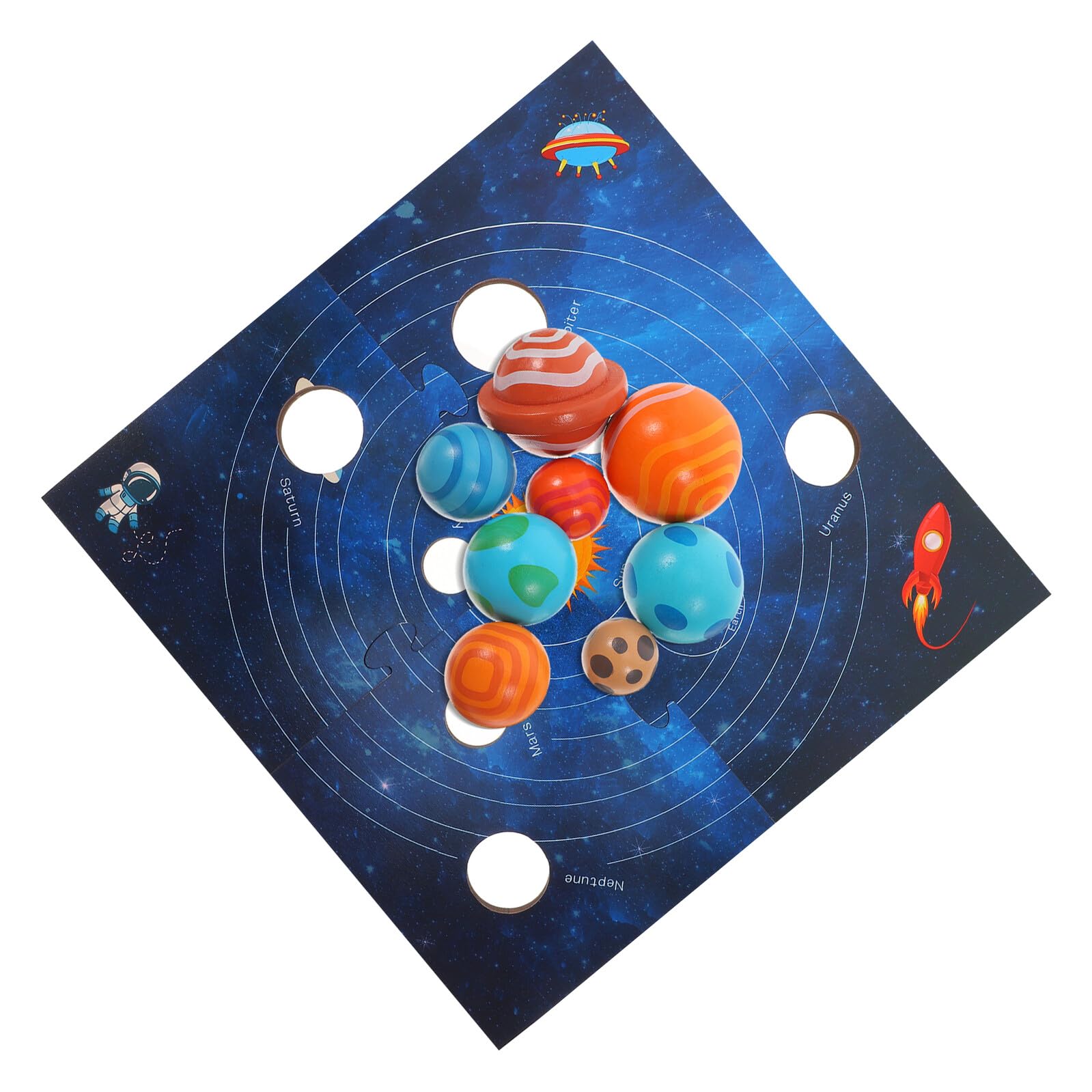 ERINGOGO Puzzle en Bois Système Solaire pour Tout-Petits 8 et Planches de Correspondance, Jouet Éducatif Montessori pour Développement et Jeu Familial
