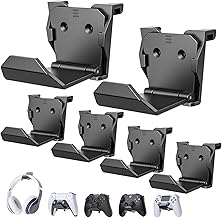Controller Wall Mount Holder for PS5/PS4/Xbox/Switch Controller, Strong Adhesive/Screw Controller Holder Headphone stand, Headset Hanger Hook for Universal Gaming Controller and Headset - 6 Pack