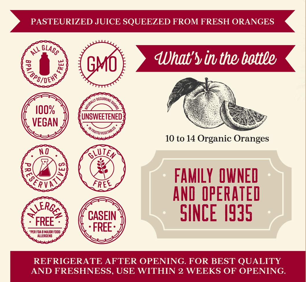 Lakewood Organic Pure Orange, 32 Ounce (Pack of 6)