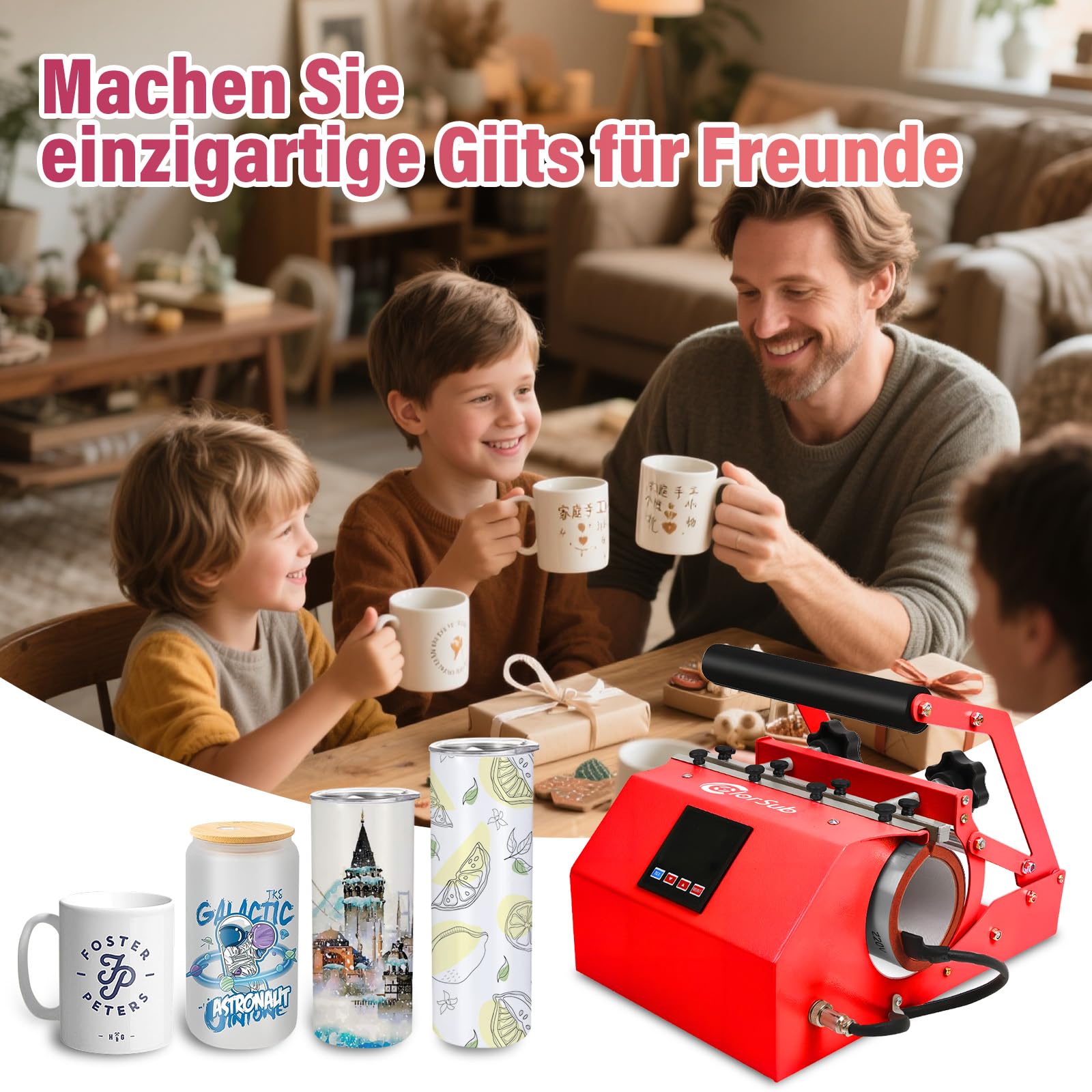 ColorSub Mug Press Tumbler Heißpresse Maschine, Professionelle Tassenpresse Druckgerät 11-30oz Mug Heat Press, Cup Press Sublimationsdruckgerät DIY Transferpresse