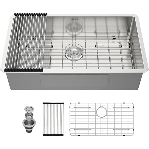 Kichae 32 Inch Undermount Kitchen Sink Stainless Steel 16 Gauge Single Bowl
