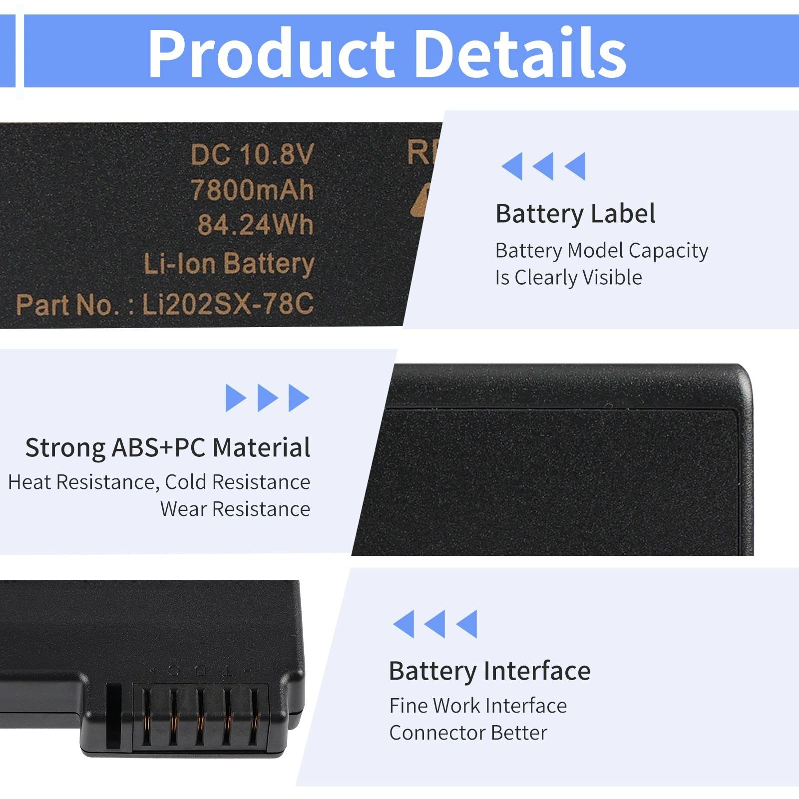 Li202SX-7800 - Batteria di ricambio per monitor aerosol TSI AEROTRAK APC 9510-02, DustTrak II 8530 8531, DRX 8533