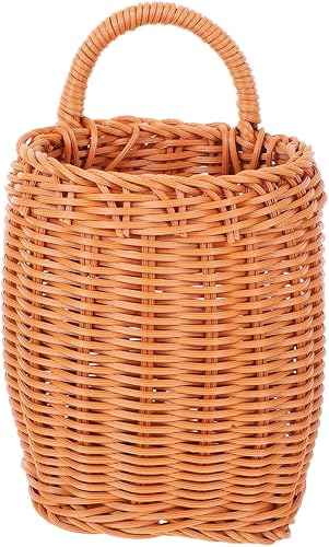 Cesta colgante de ratán de imitación para almacenamiento y decoración de pared, organizador de cocina, cesta de flores versátil para el hogar,