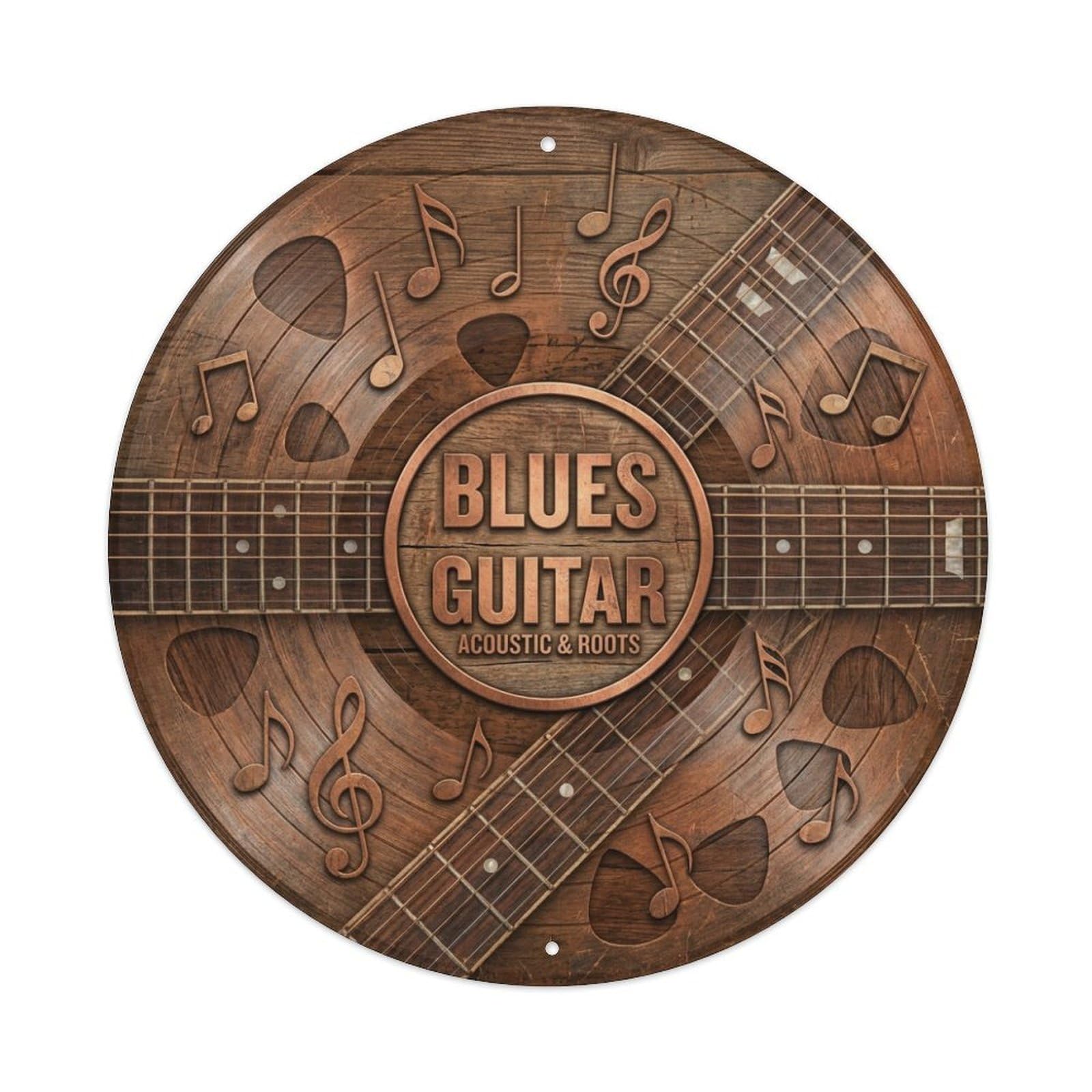 Guitar Strings Blues Vinyl Records Music Cover Metal Tin Sign