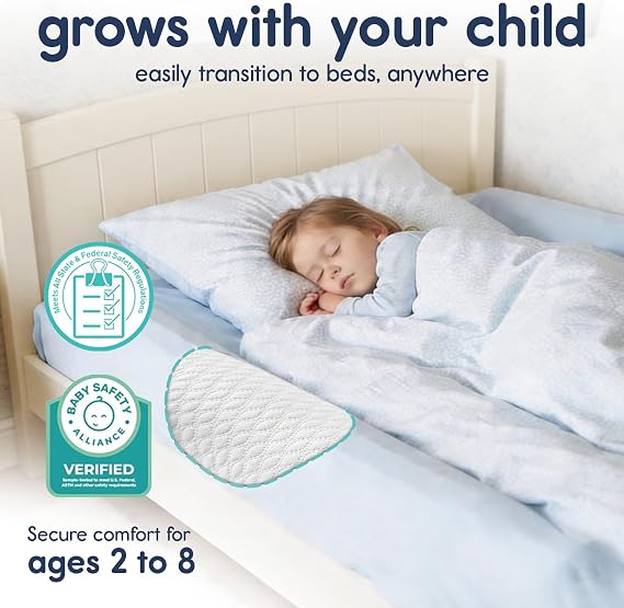 Hiccapop [2-Pack Inflatable Bed Rail for Toddlers | Portable, Blow-up Bed Bumper for King, Queen, Full, with Non-Slip Machine-Washable Cover | Travel Bed Rail for Hotel, Grandma's, Vacation