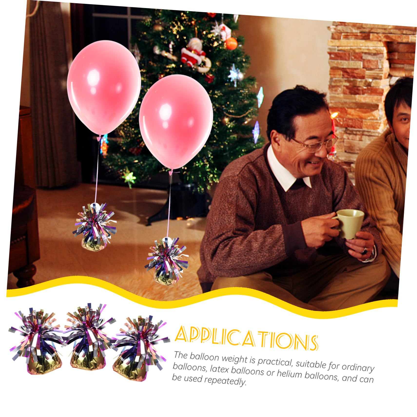 Pesi per Palloncini a Pendente 6 Pezzi, Film e Cemento | Palloncino in Lattice ed Eventi All'aperto, Riutilizzabili, Accessorio per Feste e Cerimonie