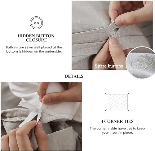 Miniatura 4 de Simple&Opulence - Juego de funda de duvet de 2 piezas, 100% lino con volantes, estilo campestre, vintage y elegante, incluye 1 funda de duvet y 1